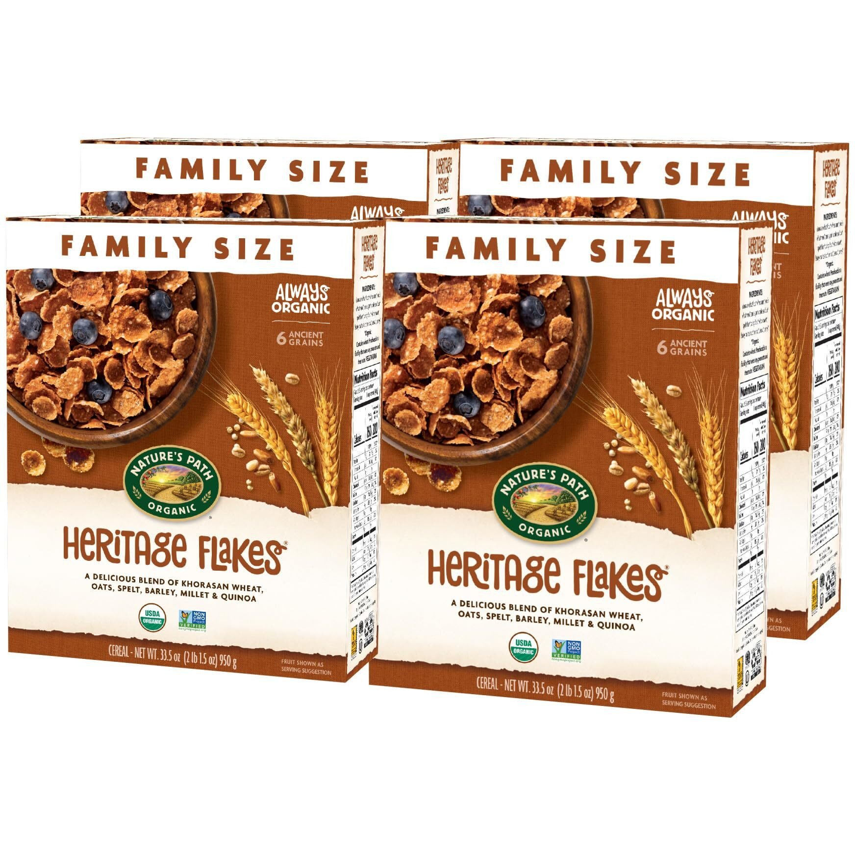 Nature's Path Organic Heritage Flakes Cereal, 2 Lbs. 1.5 Ounce (Pack Of 4)