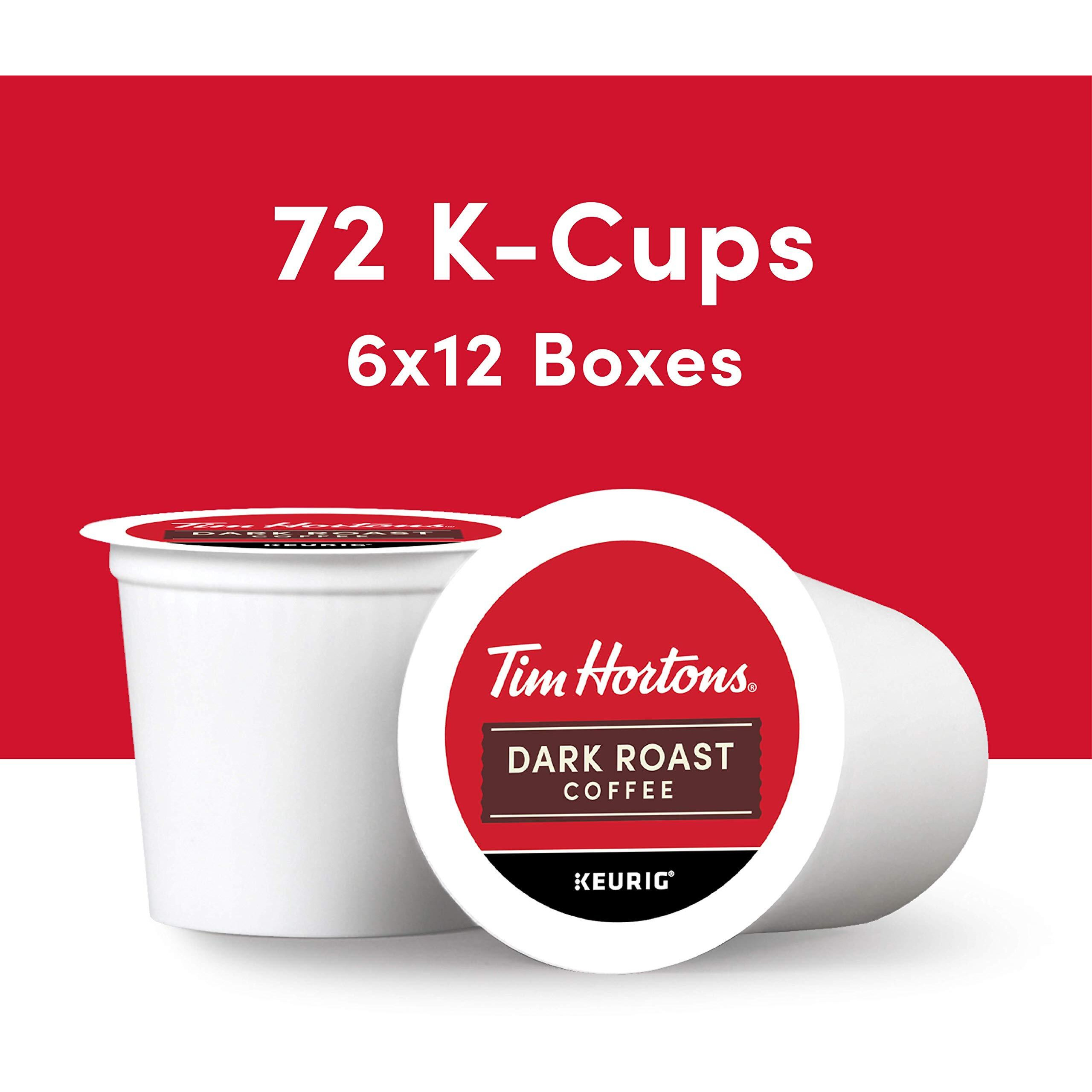 Tim Hortons Dark Roast Coffee, Single-Serve K-Cup Pods Compatible With Keurig Brewers, 72Ct K-Cups,Red 12 Count (Pack Of 6)