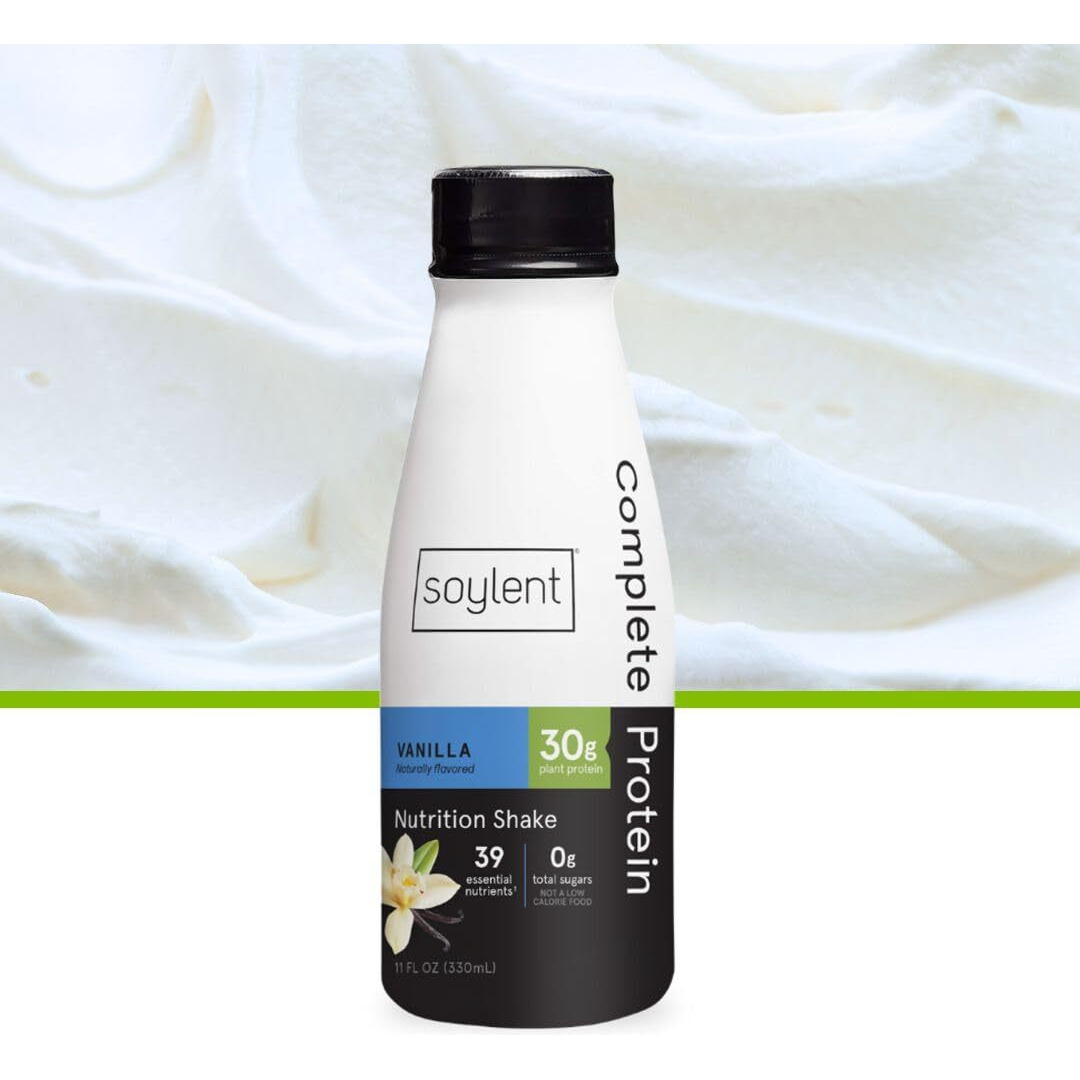 Soylent Complete Protein Shake, Vanilla, 30G Protein, Vegan, Dairy Free And 0G Sugar, Ready To Drink Protein Drinks, 11Oz (12 Pack)