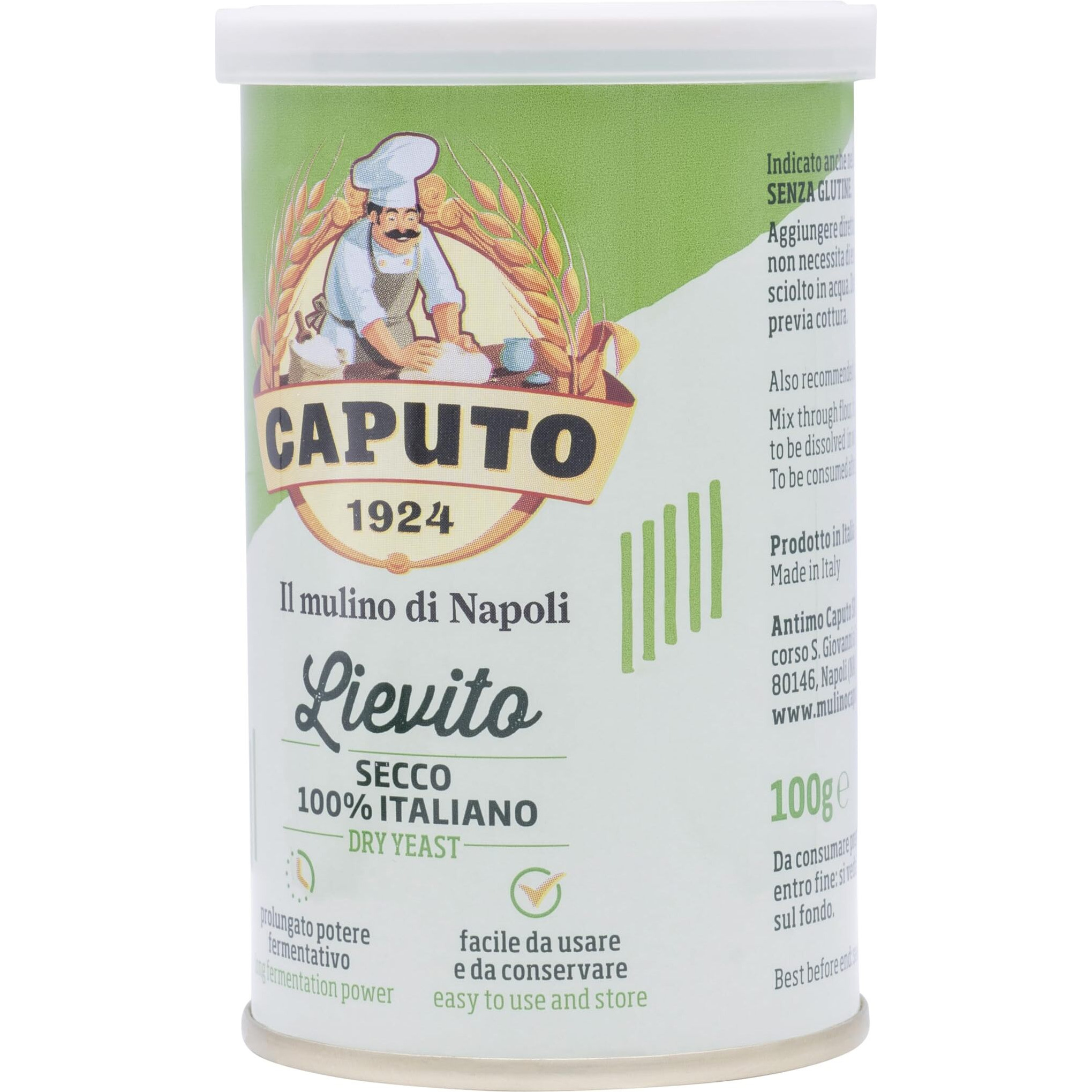 Antimo Caputo Lievito Active Dry Yeast 3.5 Ounce Can - Made In Italy - Perfect With 00 Flour