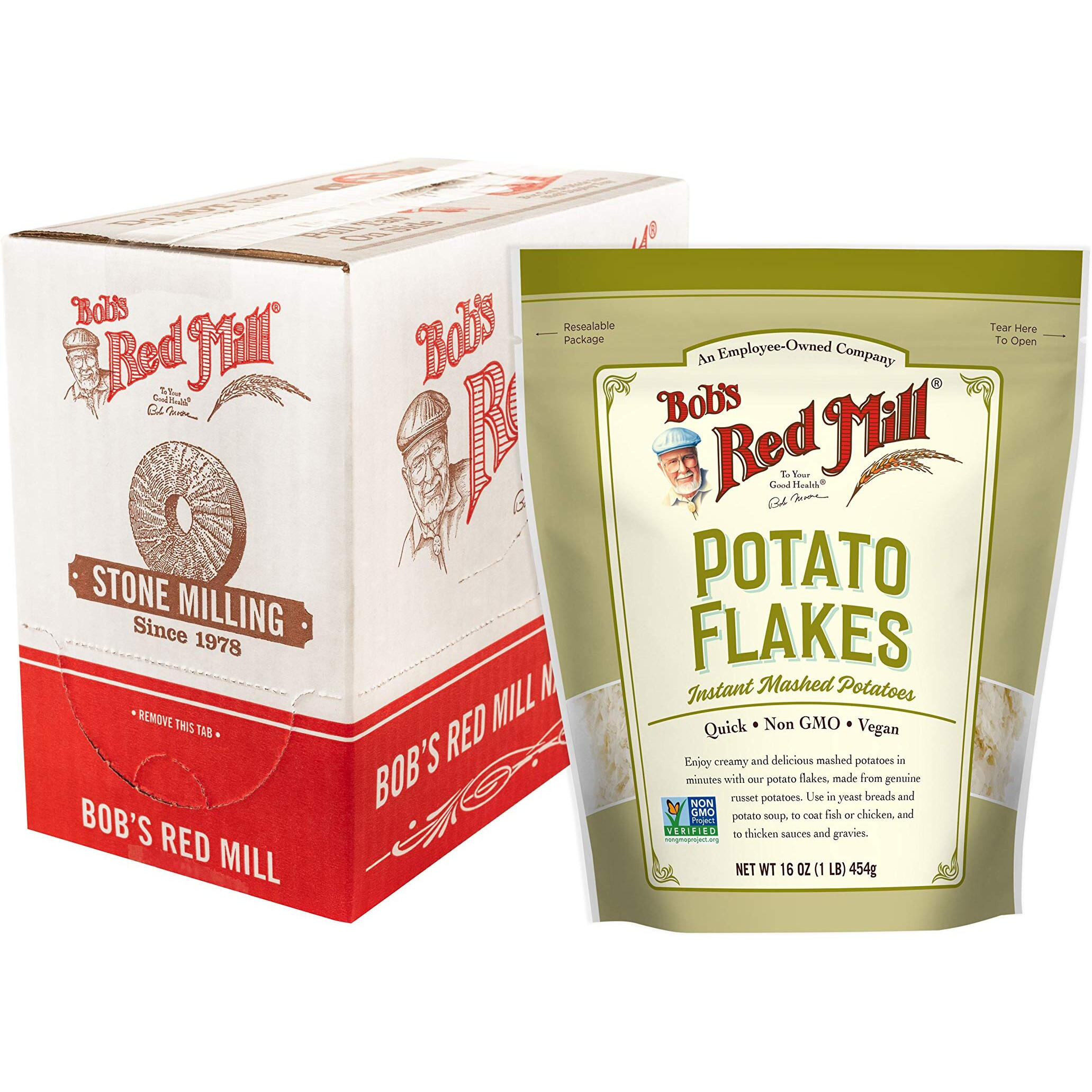 Bob's Red Mill Instant Mashed Potatoes Creamy Potato Flakes, 16-Ounce (Pack Of 4)