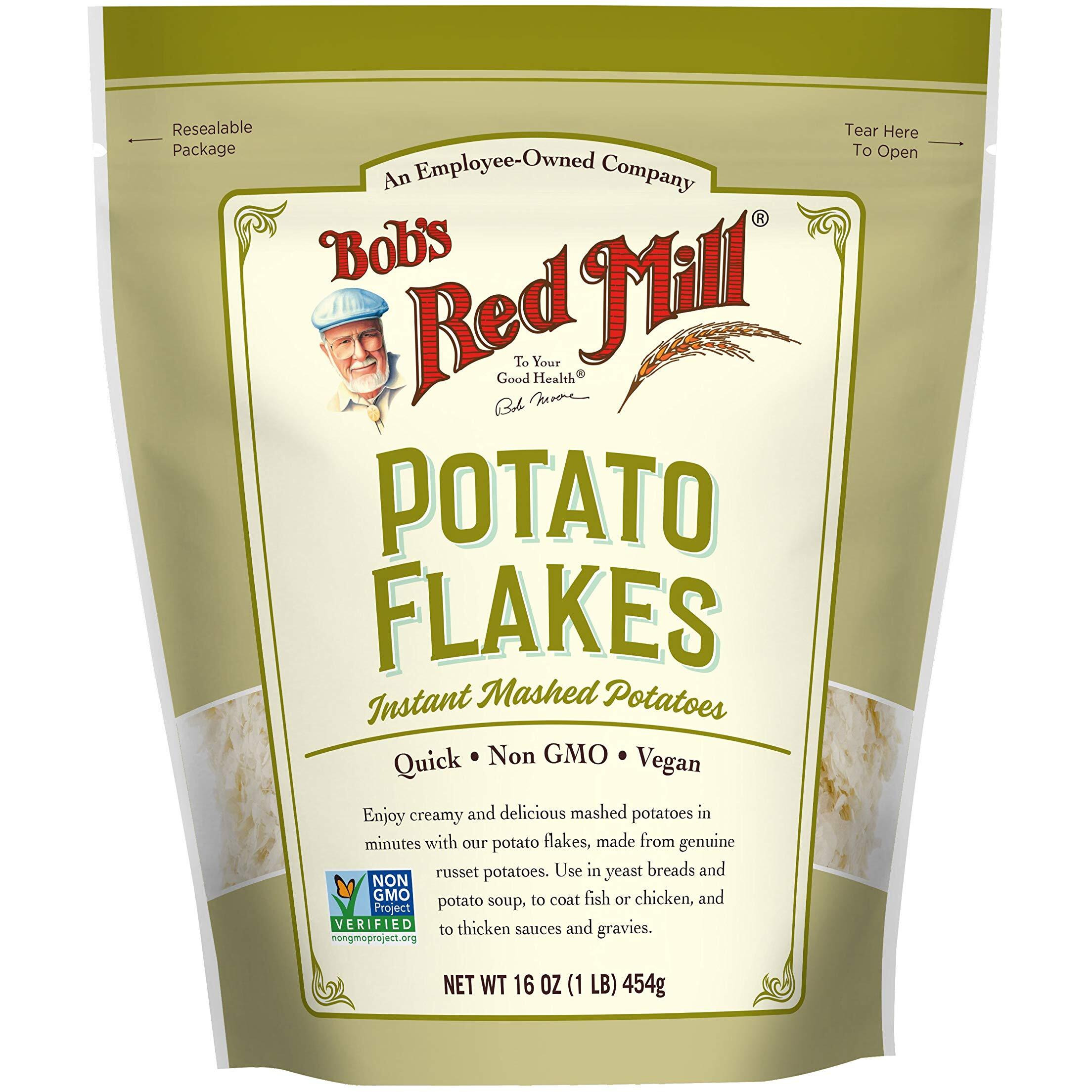 Bob's Red Mill Instant Mashed Potatoes Creamy Potato Flakes, 16-Ounce (Pack Of 4)