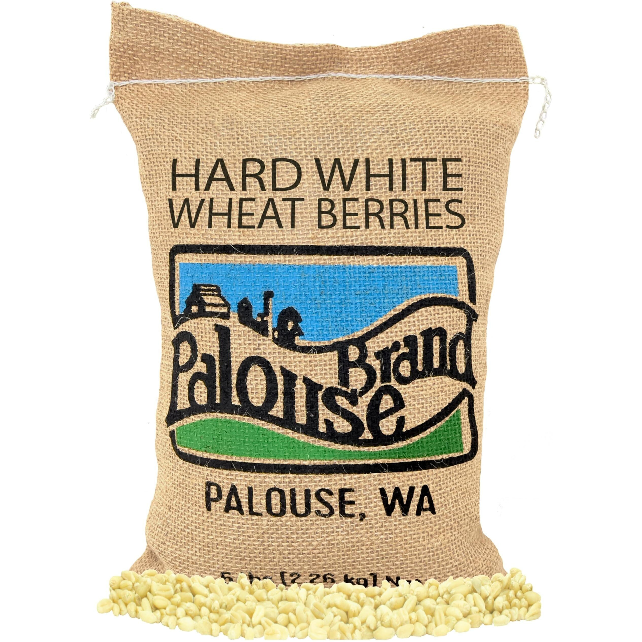 Non-Gmo Project Verified Hard White Wheat Berries | 5 Lb Burlap Bag | 100% Non-Irradiated | Kosher Parve | Usa Grown | Field Traced