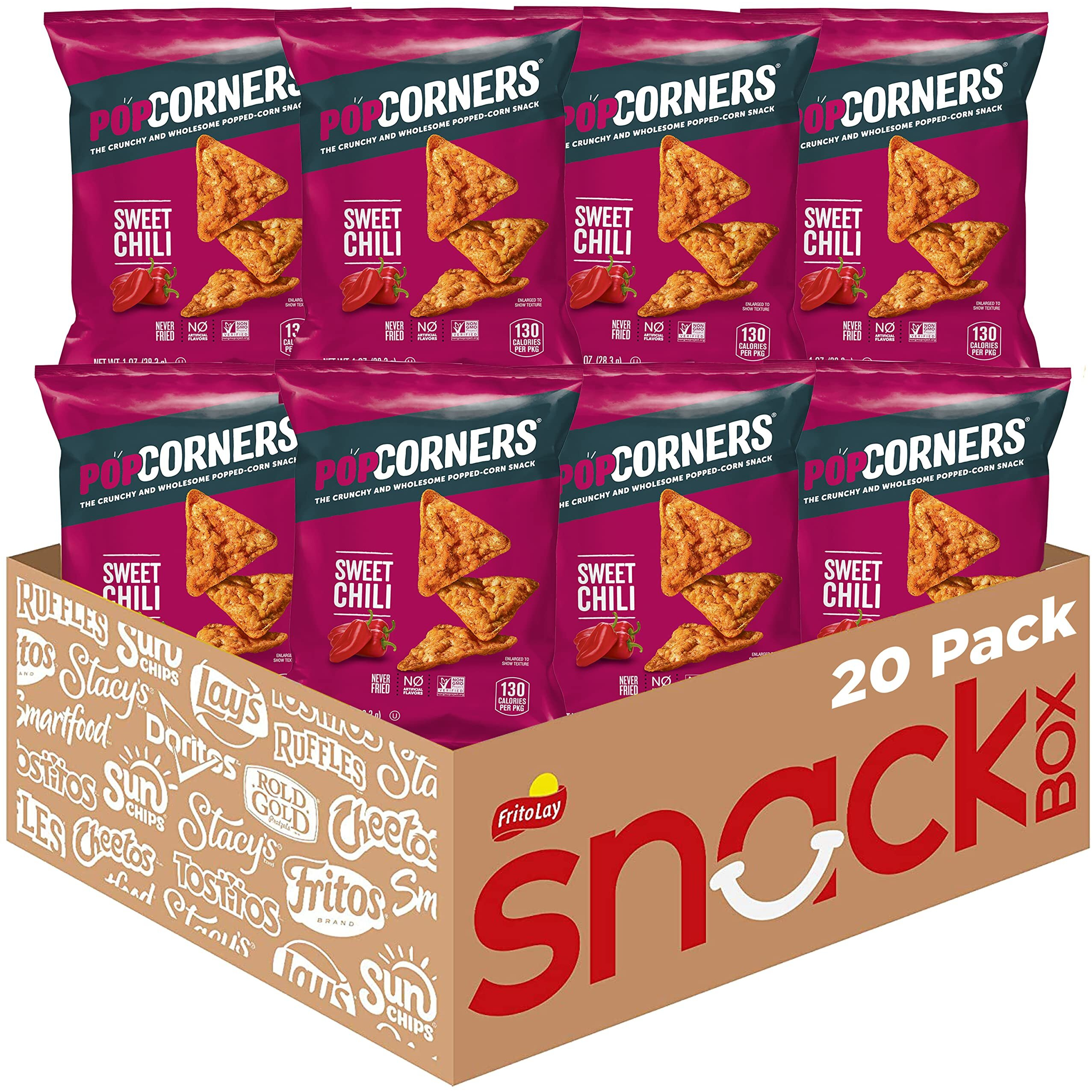 Popcorners Popped Corn Snacks, Sweet Chili, 1 Ounce (Pack Of 20) (Packaging May Vary)