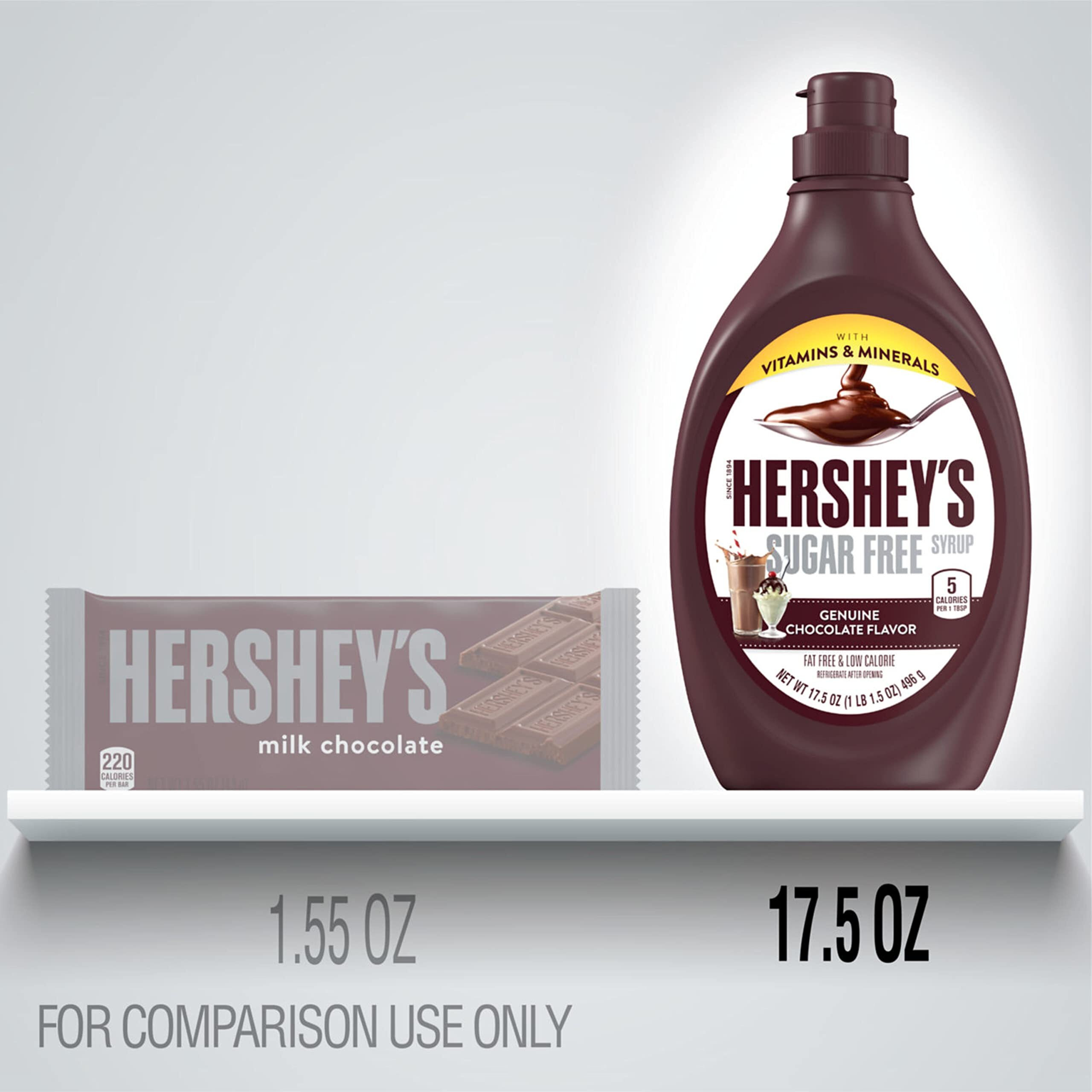 Hershey's Zero Sugar Chocolate Syrup Bottles, 17.5 Oz (6 Count)