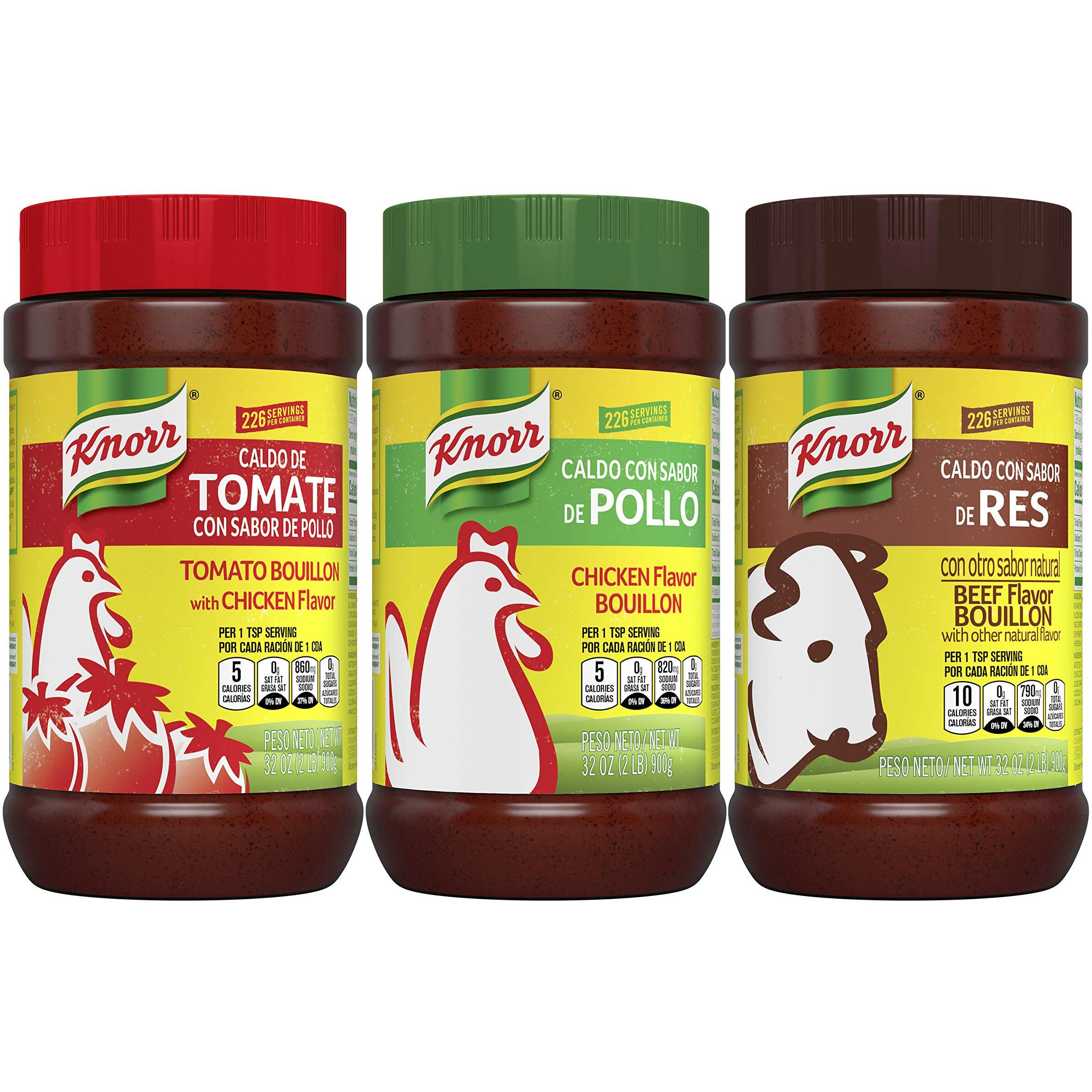 Knorr Beef/Chicken/Tomato With Chicken Bouillon For Sauces, Soups And Stews Mixed Variety Pack Fat And Cholesterol Free 2.0 Lb 3 Pack