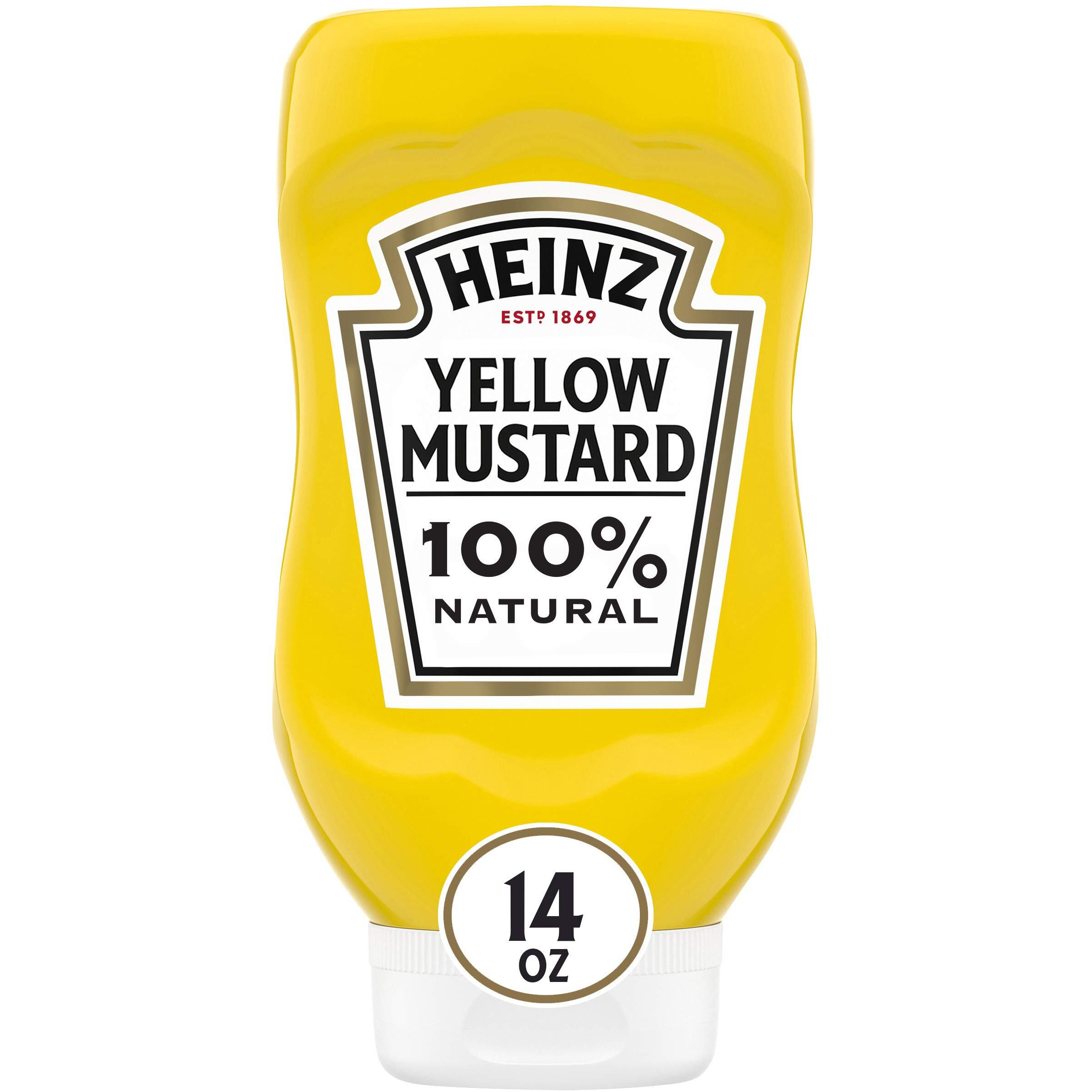 Heinz 100% Natural Yellow Mustard (12 Ct Pack, 14 Oz Bottles)