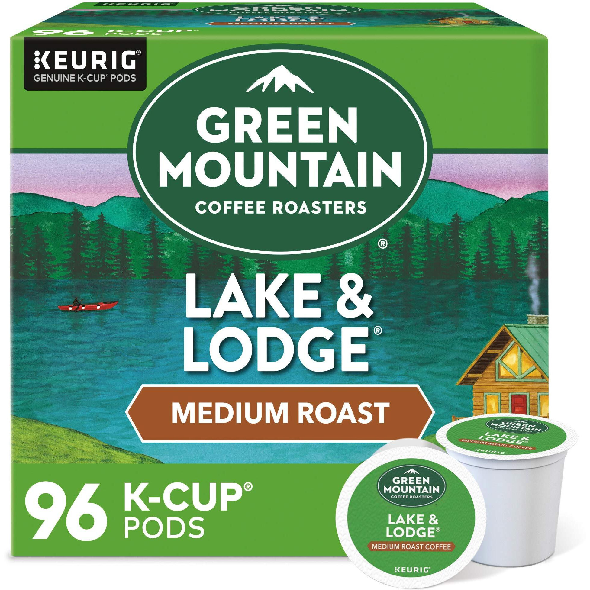 Green Mountain Coffee Roasters Lake And Lodge Blend Keurig Single-Serve K-Cup Pods, Medium Roast Coffee, 96 Count (4 Packs Of 24)
