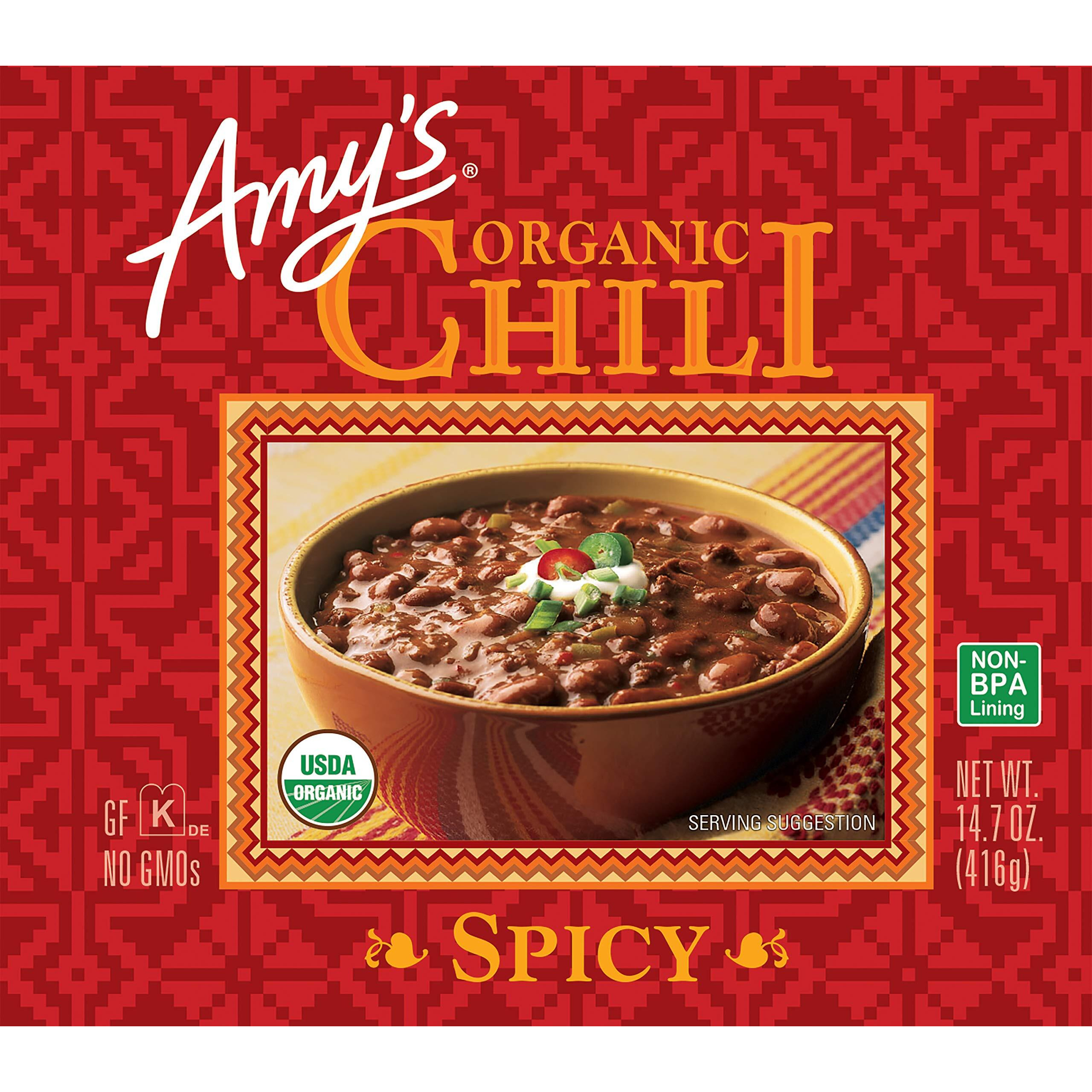 Amy's Organic Chili, Vegan Spicy Chili, Gluten Free, Made With Red Beans And Tofu, 14.7 Oz (12 Pack)