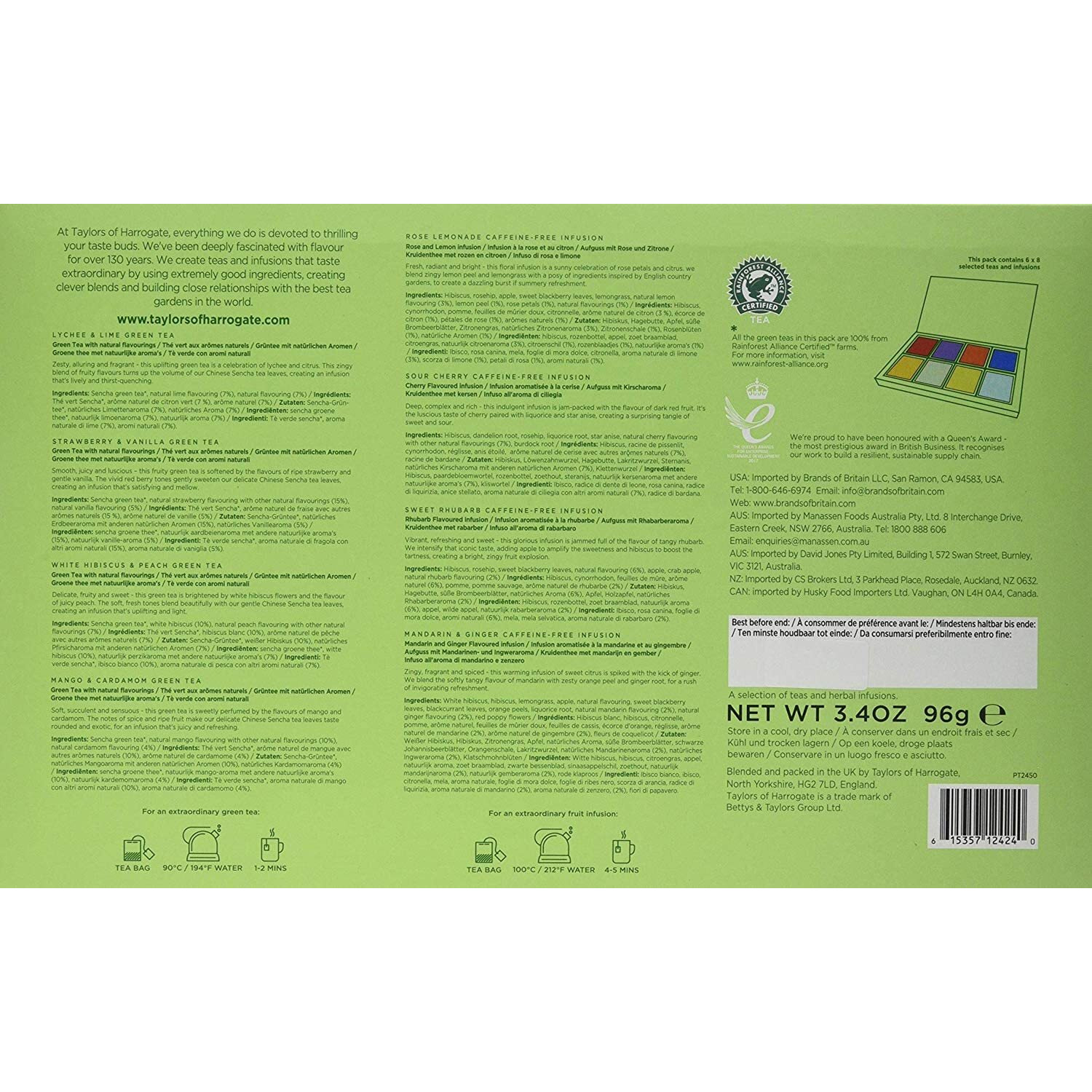Taylors Of Harrogate Green Tea & Herbal Infusions Variety Box, 48 Count
