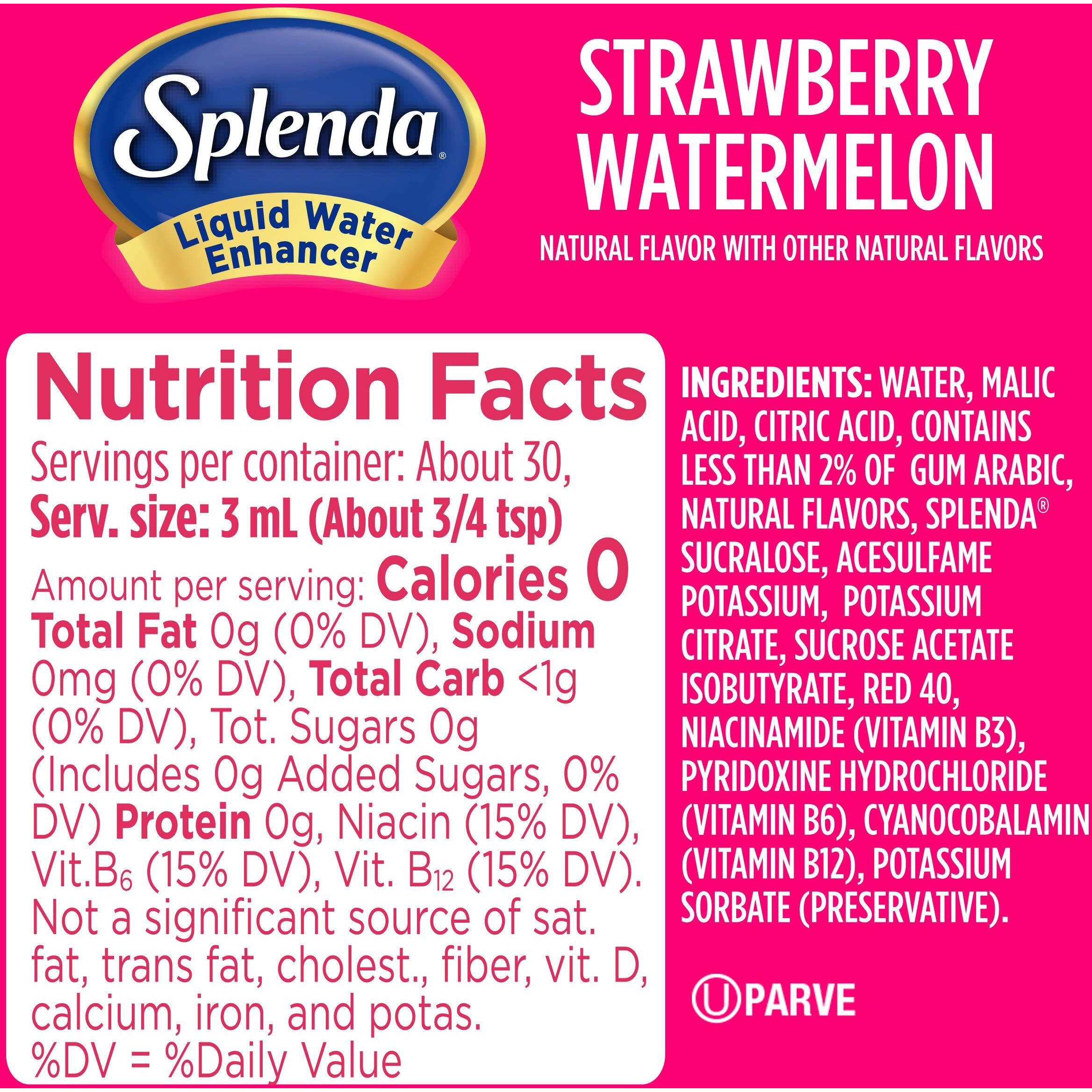 Splenda Liquid Water Enhancer Drops, Sugar Free, Zero Calorie, Natural Flavor, Concentrated Drink Mix, 3.11 Fl Oz Each Bottle (Variety, 3 Pack)