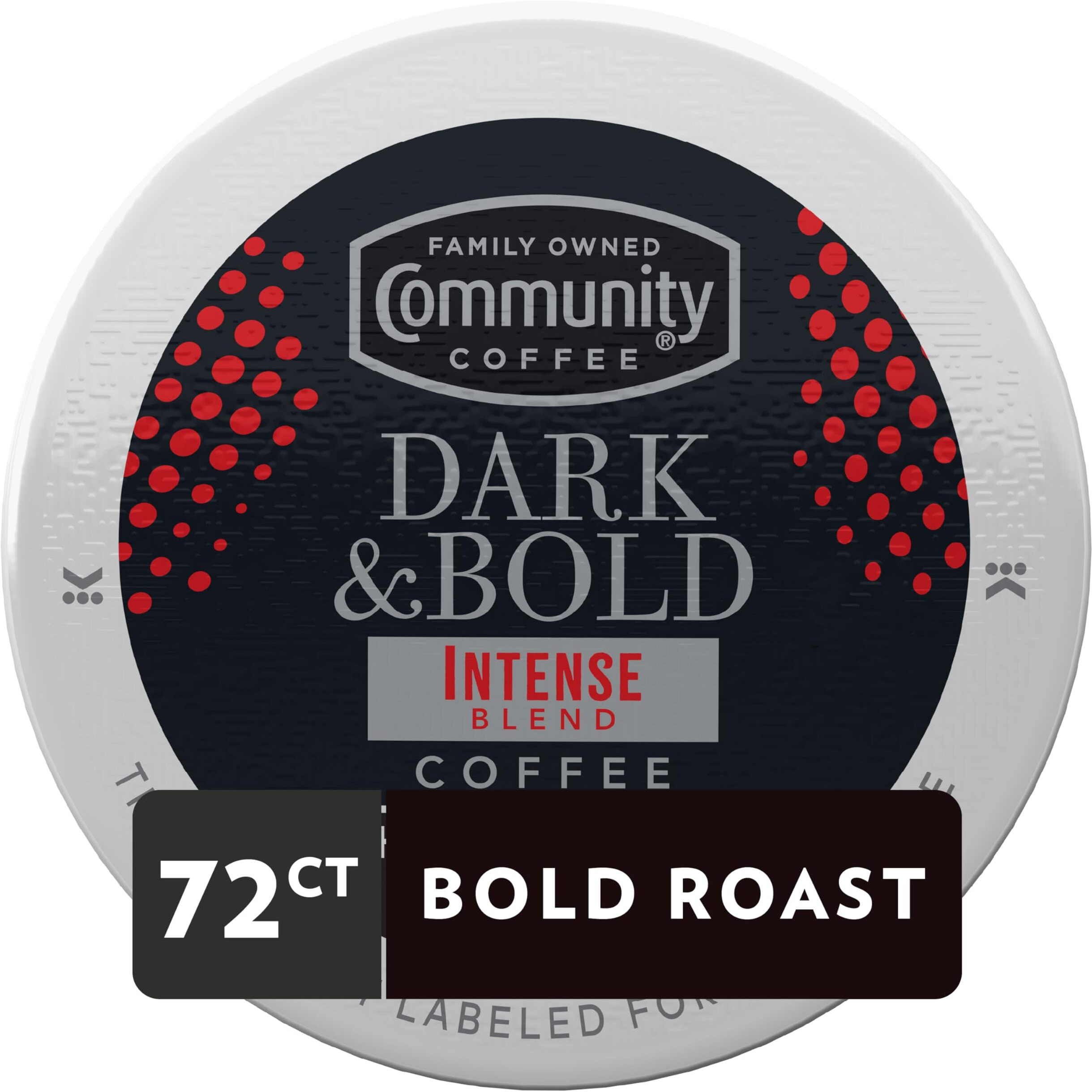Community Coffee Dark & Bold Intense Blend 72 Count Coffee Pods, Dark Roast Compatible With Keurig 2.0 K-Cup Brewers, 12 Count (Pack Of 6)