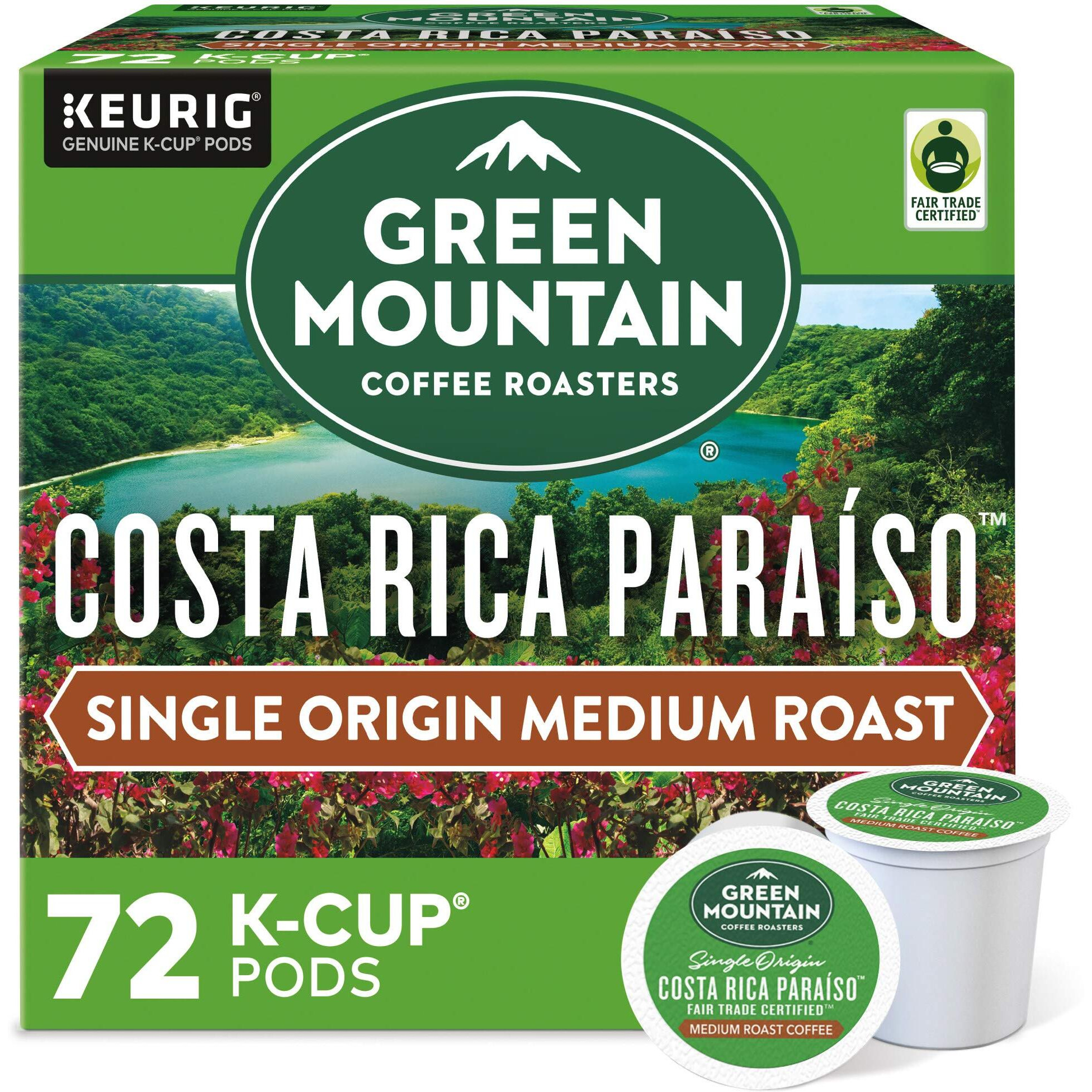 Green Mountain Coffee Roasters Costa Rica Paraiso Single-Serve K-Cup Pods, Medium Roast Coffee, 72 Count (6 Packs Of 12)