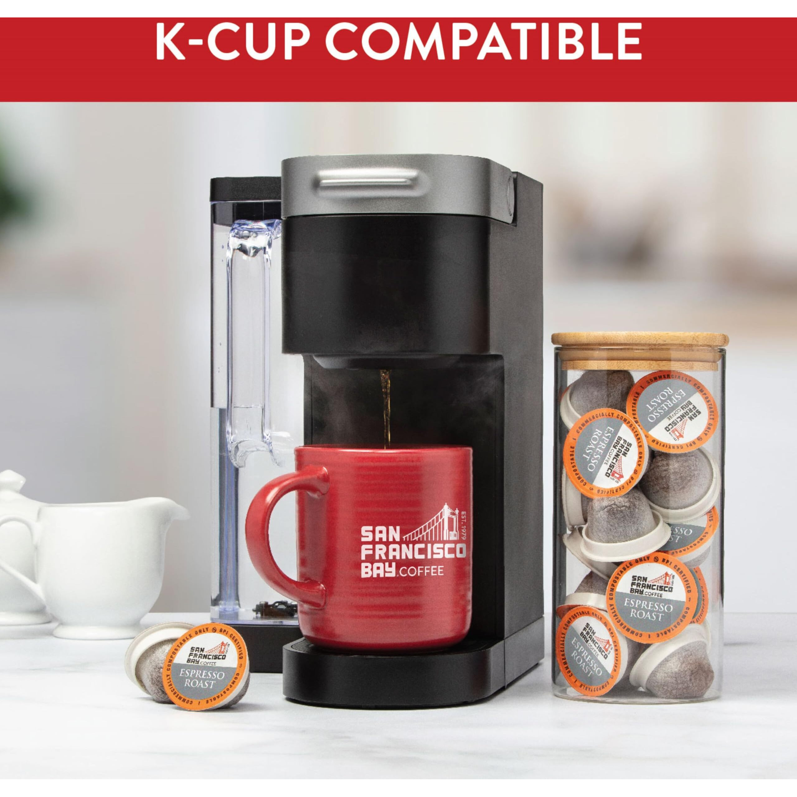 San Francisco Bay Compostable Coffee Pods - Espresso Roast (36 Ct) K Cup Compatible Including Keurig 2.0, Dark Roast