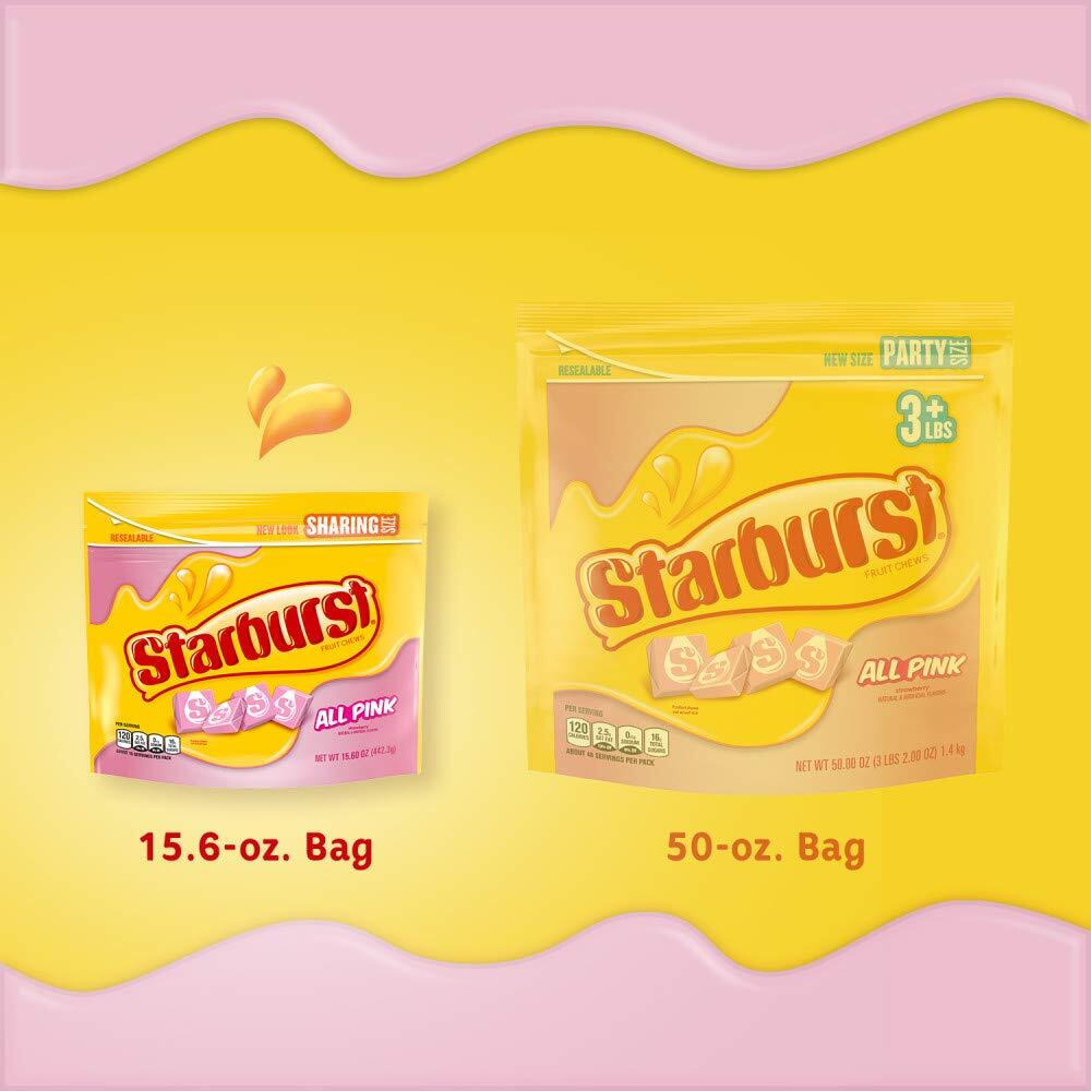 Starburst All Pink Fruit Chews Chewy Candy Bulk Pack, Sharing Size, 15.6 Ounce (Pack Of 6)