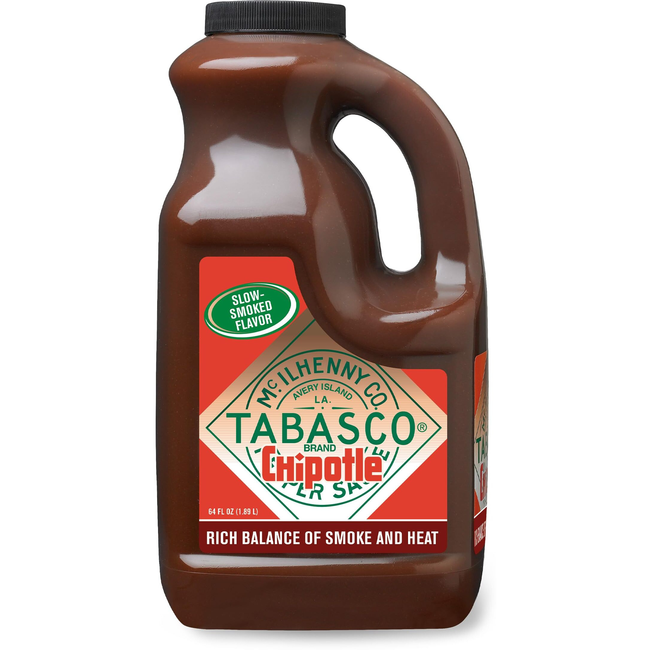 Tabasco Brand Chipotle Pepper Sauce, Medium Hot Sauce, Bulk Plastic Jug, Smoky & Smooth, Perfect For Large Recipes, Great For Marinating Or Grilling Meats & More, 64 Fl Oz (Pack Of 1)