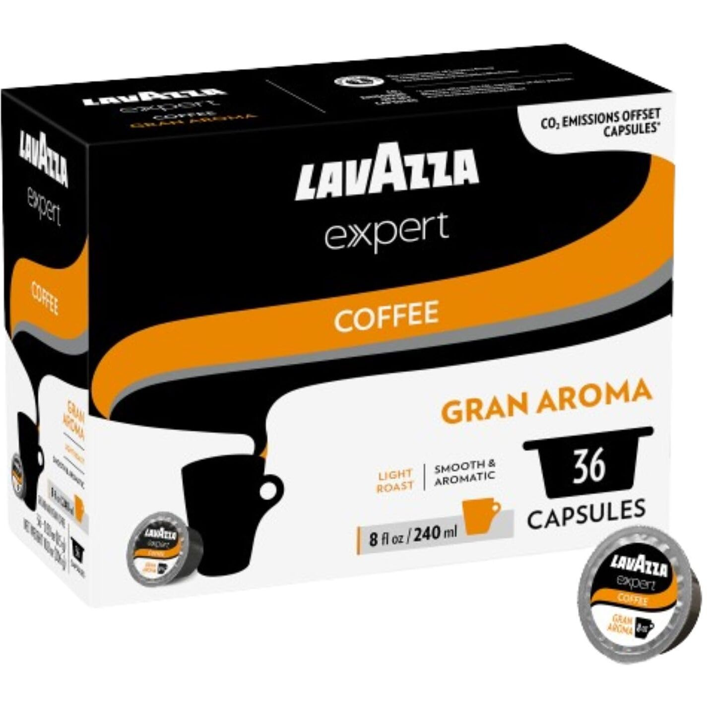 Lavazza Expert Gran Aroma Coffee Capsules, Sweet Taste, Light Roast, Intensity 4 Out 10, Notes Of Floral And Fruit, Aromatic Blend, Coffee Preparation, Blended And Roasted In Italy, (36 Capsules)
