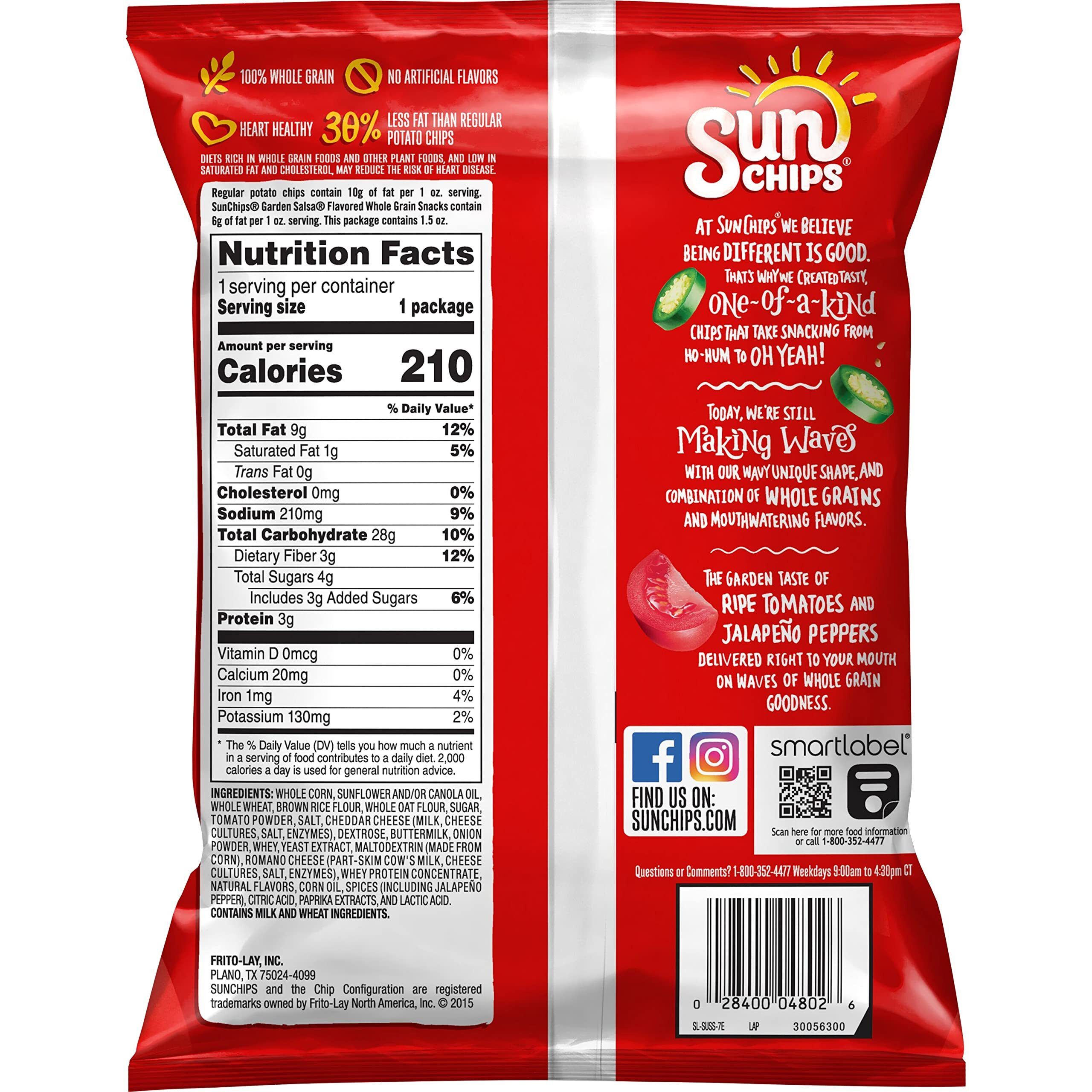 Sunchips Garden Salsa Flavored Multigrain Snacks, 1.5-Ounce (Pack Of 64)