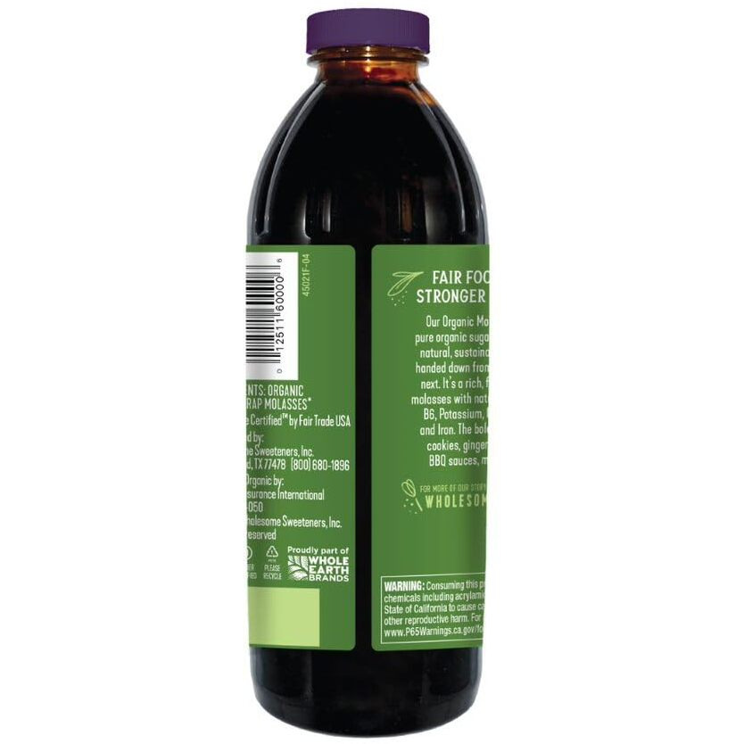 Wholesome Sweeteners 16-Ounces Organic Molasses, Fair Trade, Non Gmo, Gluten Free & Vegan, Perfect For Cookies, Glazing And More, 1 Pack