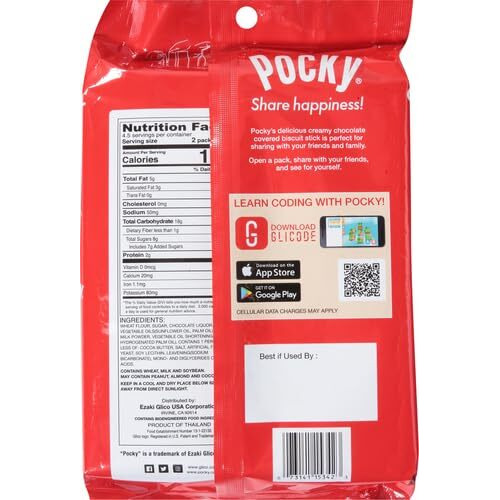 Glico Pocky, Chocolate Cream Covered Biscuit Sticks (9 Individual Bags), 4.13 Oz