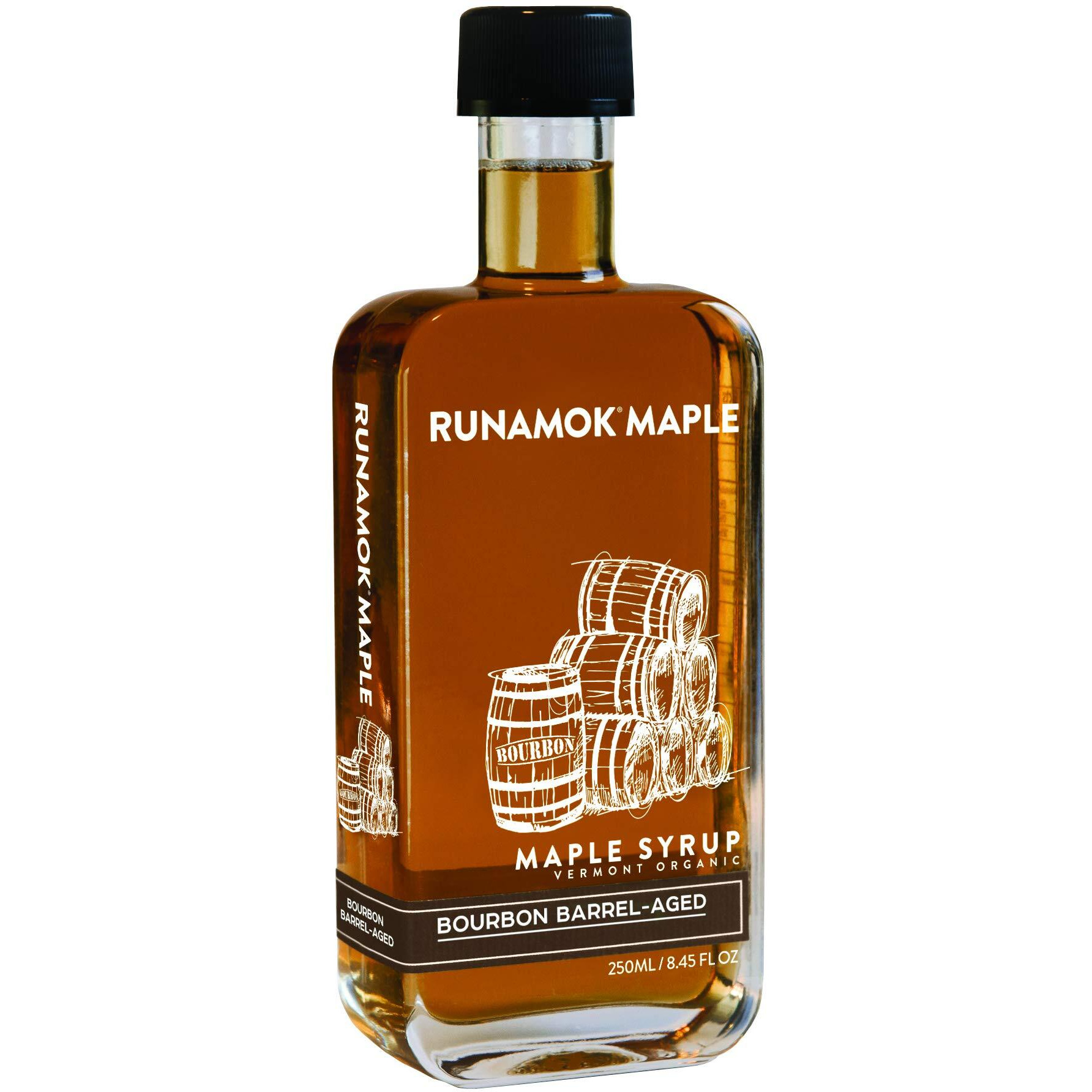 Runamok Organic Bourbon Barrel Aged Maple Syrup - Vermont Maple Syrup, Pure Maple Syrup For Cocktails, Cheese Pairing & Perfect To Be Used As Pancake Syrup, Maple Syrup Organic | 8.45 Fl Oz (250Ml)