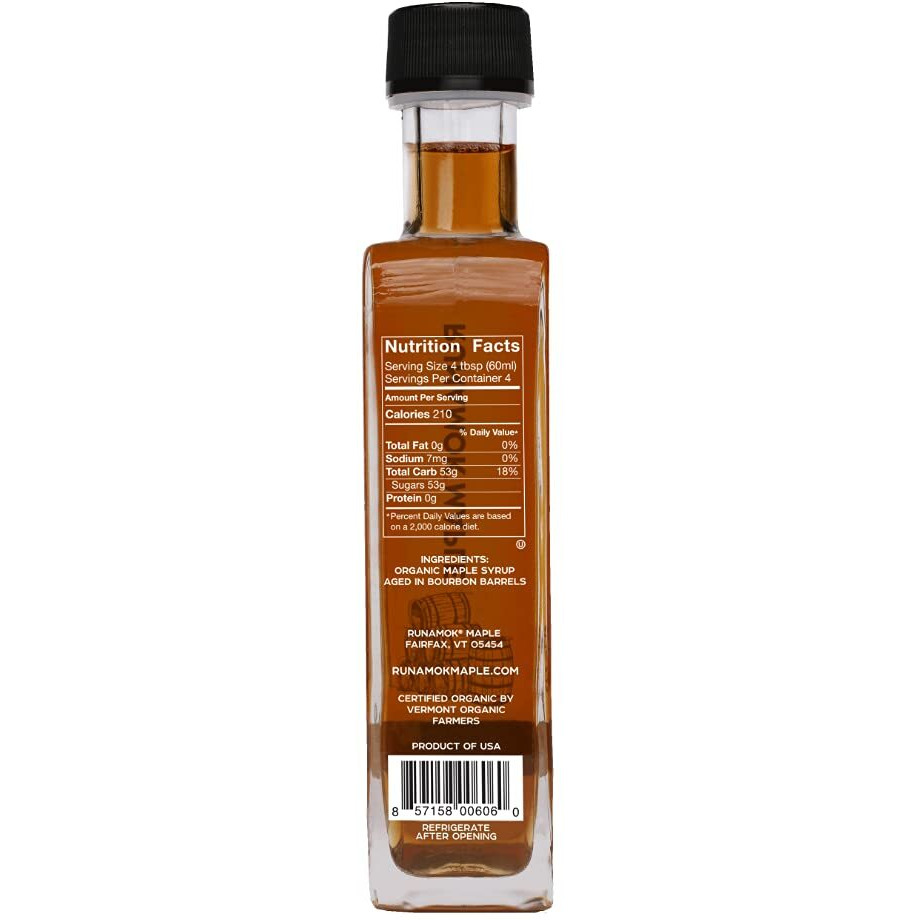 Runamok Organic Bourbon Barrel Aged Maple Syrup - Vermont Maple Syrup, Pure Maple Syrup For Cocktails, Cheese Pairing & Perfect To Be Used As Pancake Syrup, Maple Syrup Organic | 8.45 Fl Oz (250Ml)