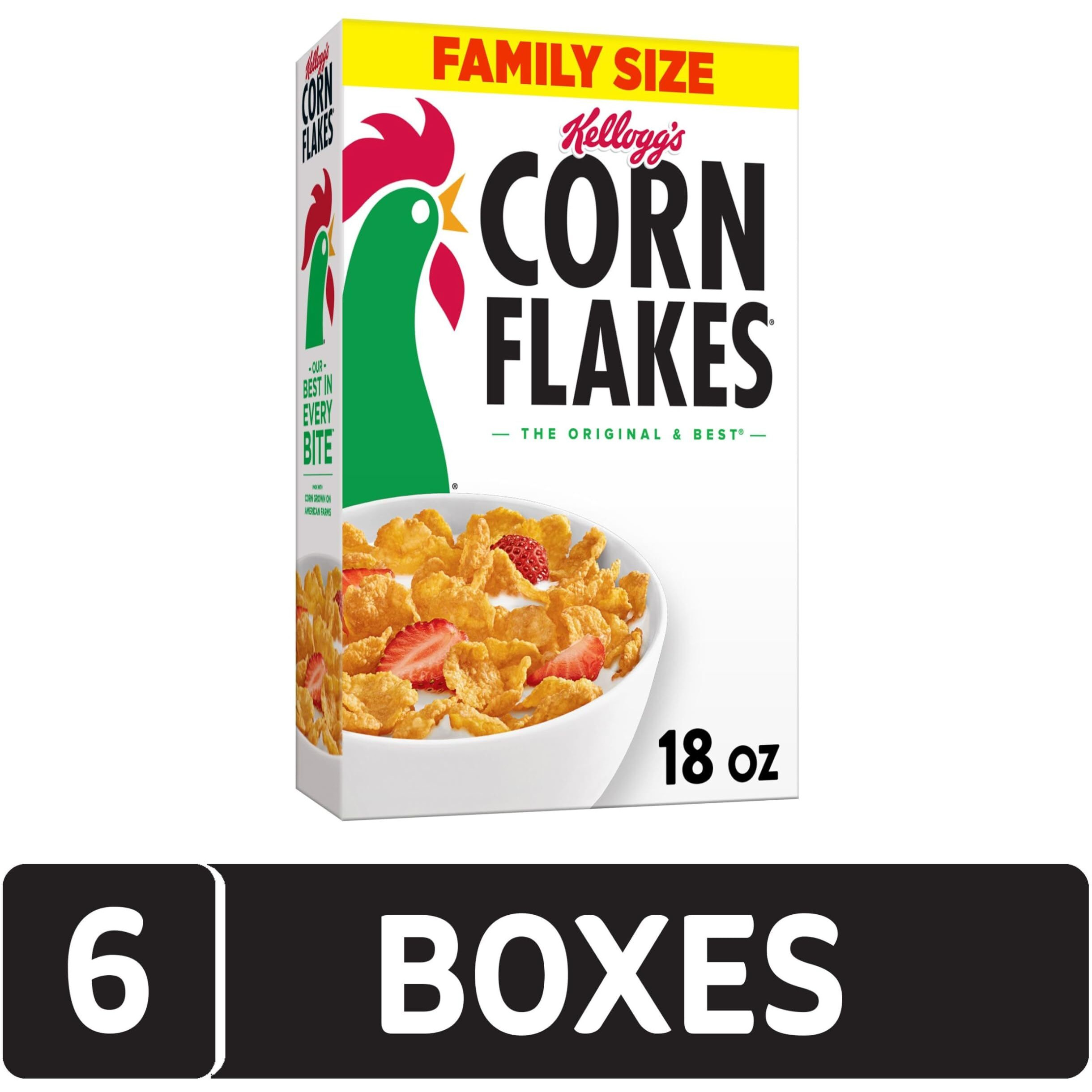 Kellogg's Corn Flakes, Breakfast Cereal, Original, 18 Ounce (Pack Of 6)