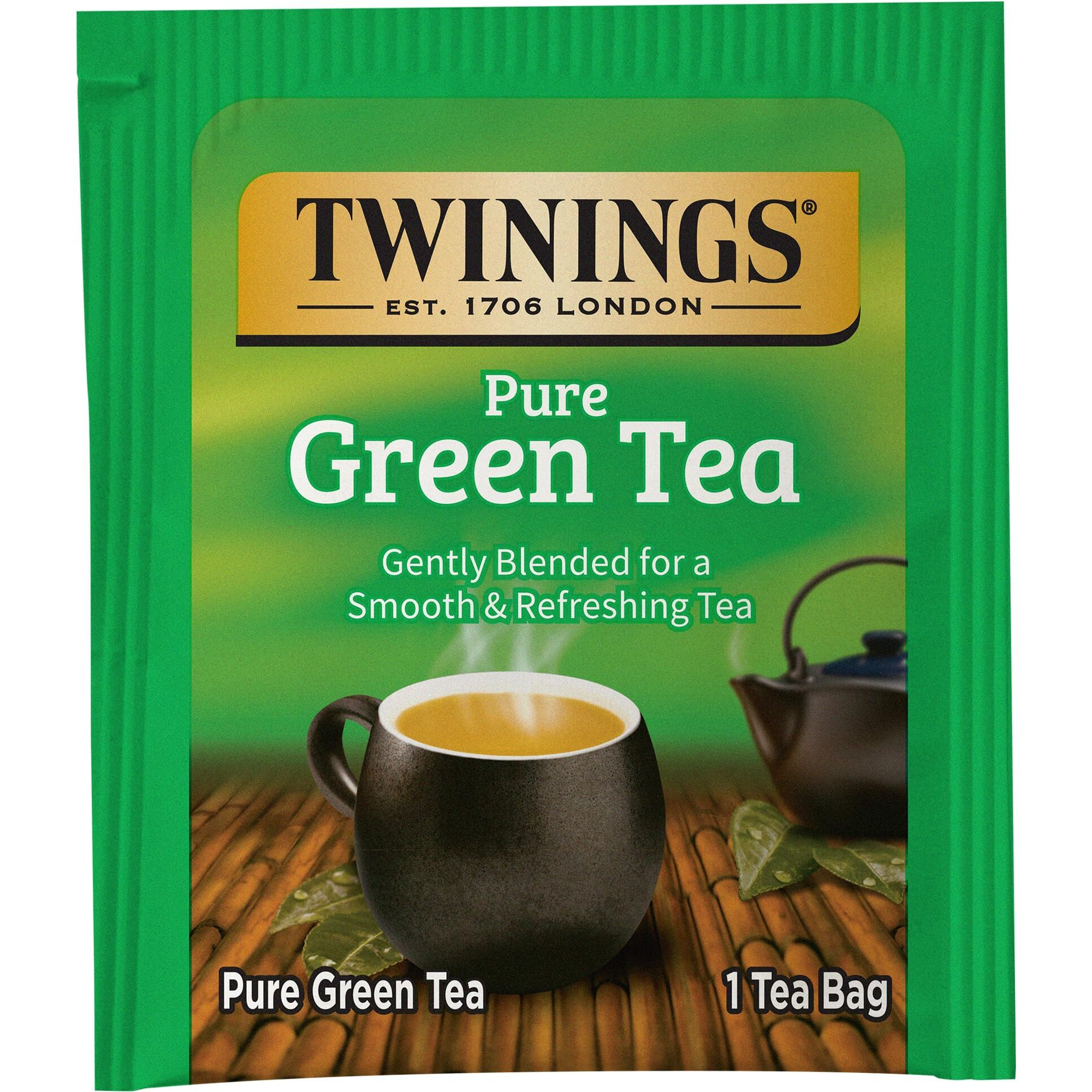 Twinings Pure Green Tea, Individually Wrapped Bags, 50 Count (Pack Of 6), Caffeinated, Smooth Flavour, Enticing Aroma, Enjoy Hot Or Iced