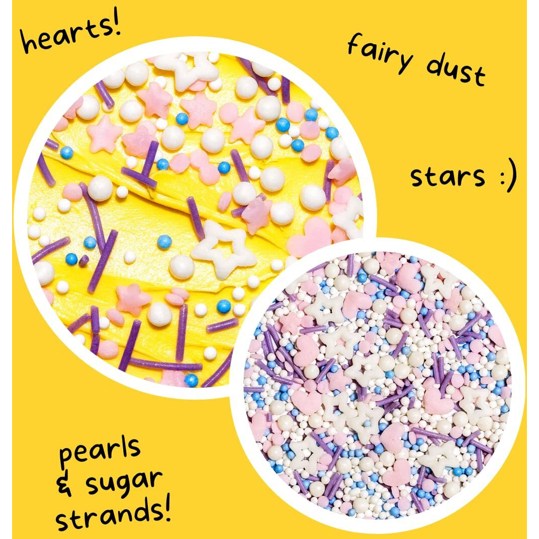 Unicorn Tracks Natural Confetti Sprinkles By Supernatural, Heart & Star Shapes, No Artificial Dyes, Soy Free, Gluten Free, Vegan, 3Oz