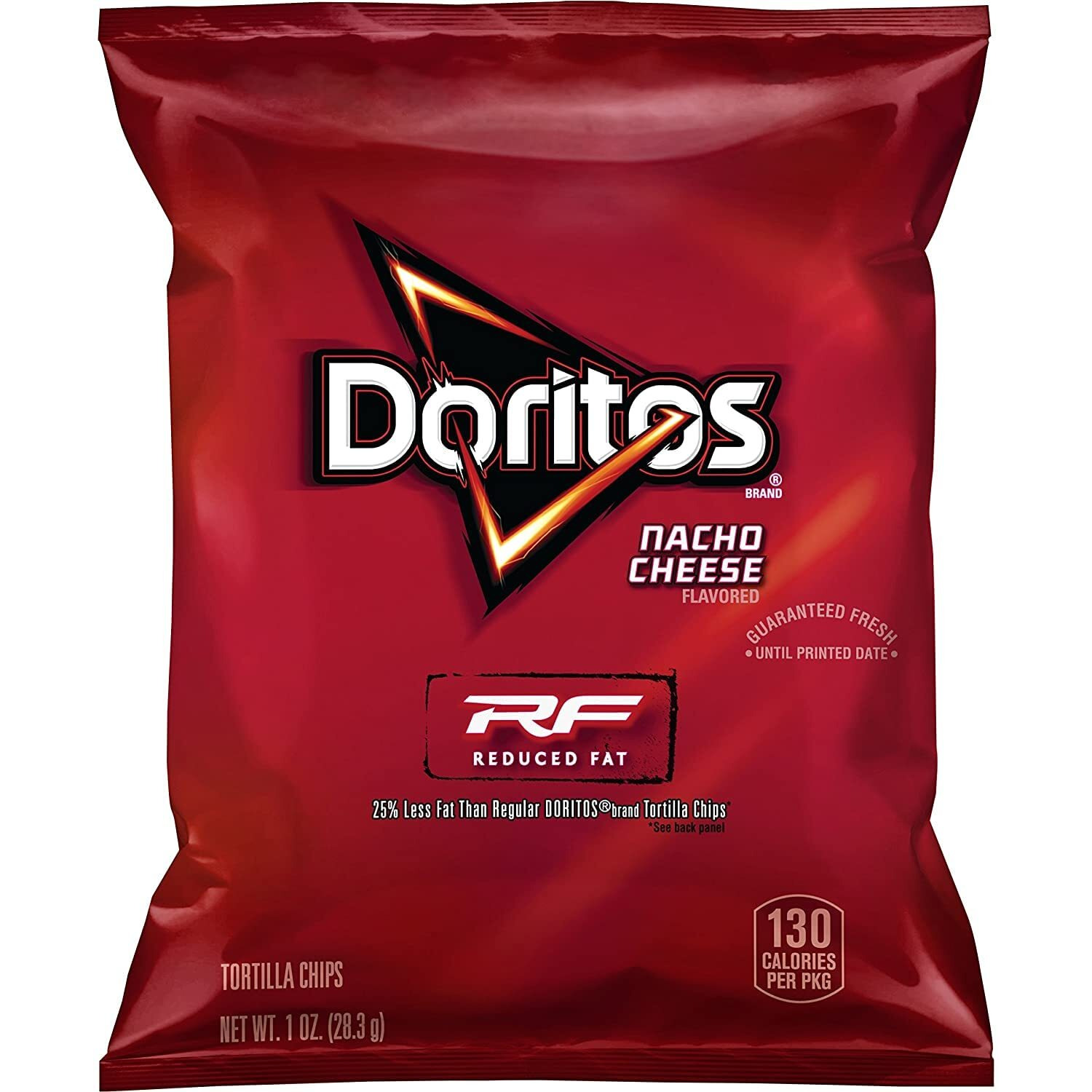 Doritos Flavored Tortilla Chips, Reduced Fat Nacho Cheese, 1 Ounce (Pack Of 72)