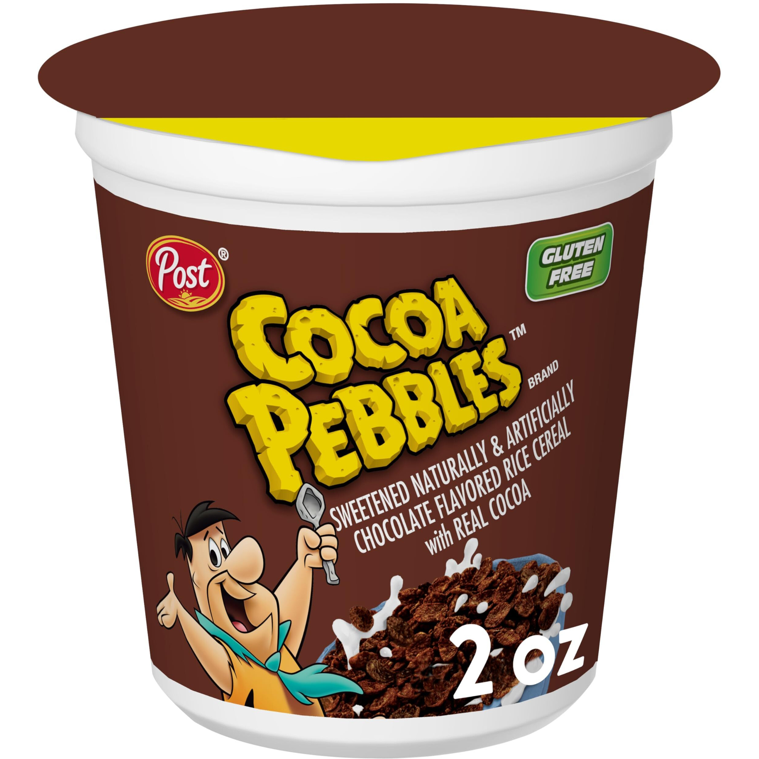 Post Cocoa Pebbles Breakfast Cereal, Portable Individual Cereal Cups To Go, Gluten Free Cereal, 2.0-Ounce (Pack Of 12)