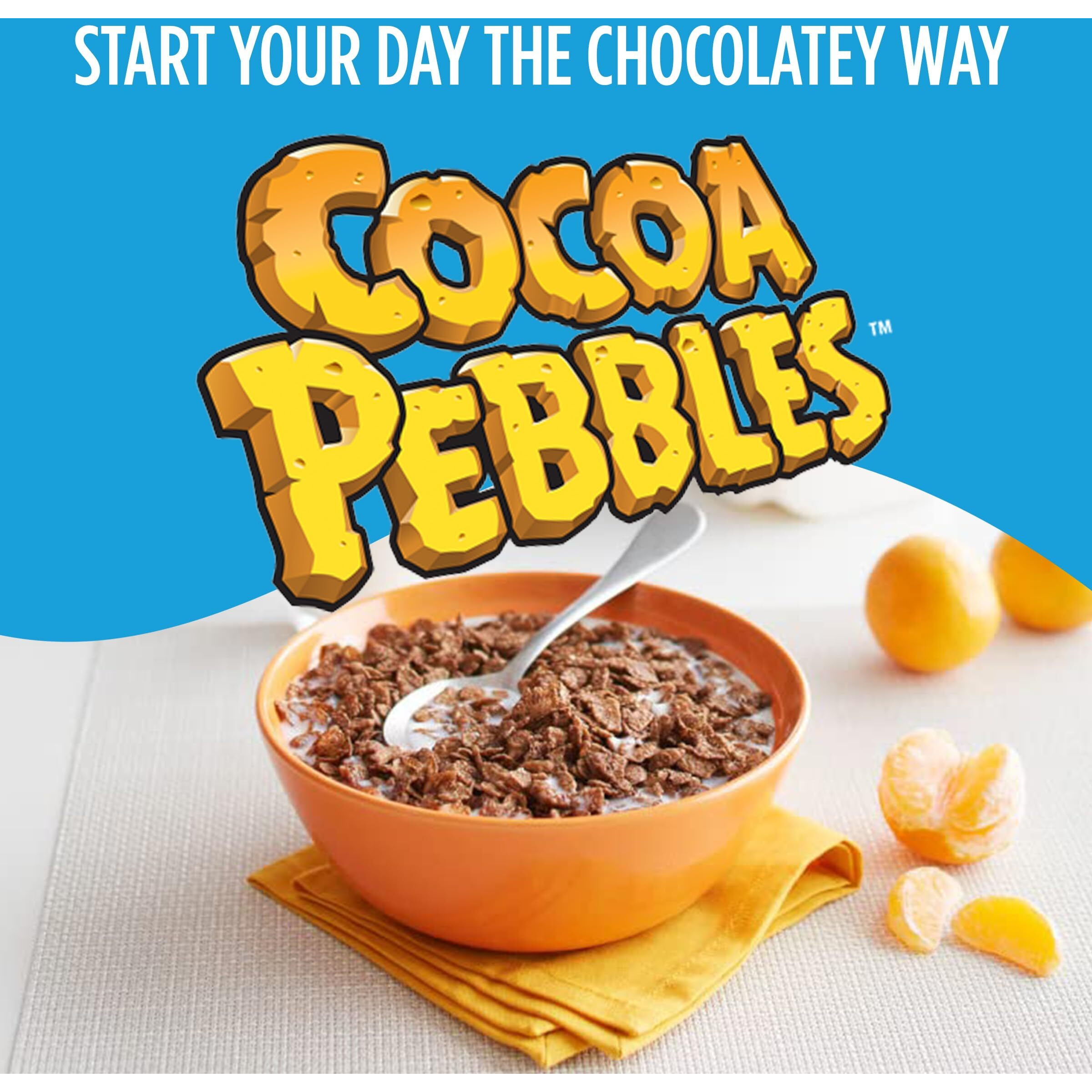 Post Cocoa Pebbles Breakfast Cereal, Portable Individual Cereal Cups To Go, Gluten Free Cereal, 2.0-Ounce (Pack Of 12)