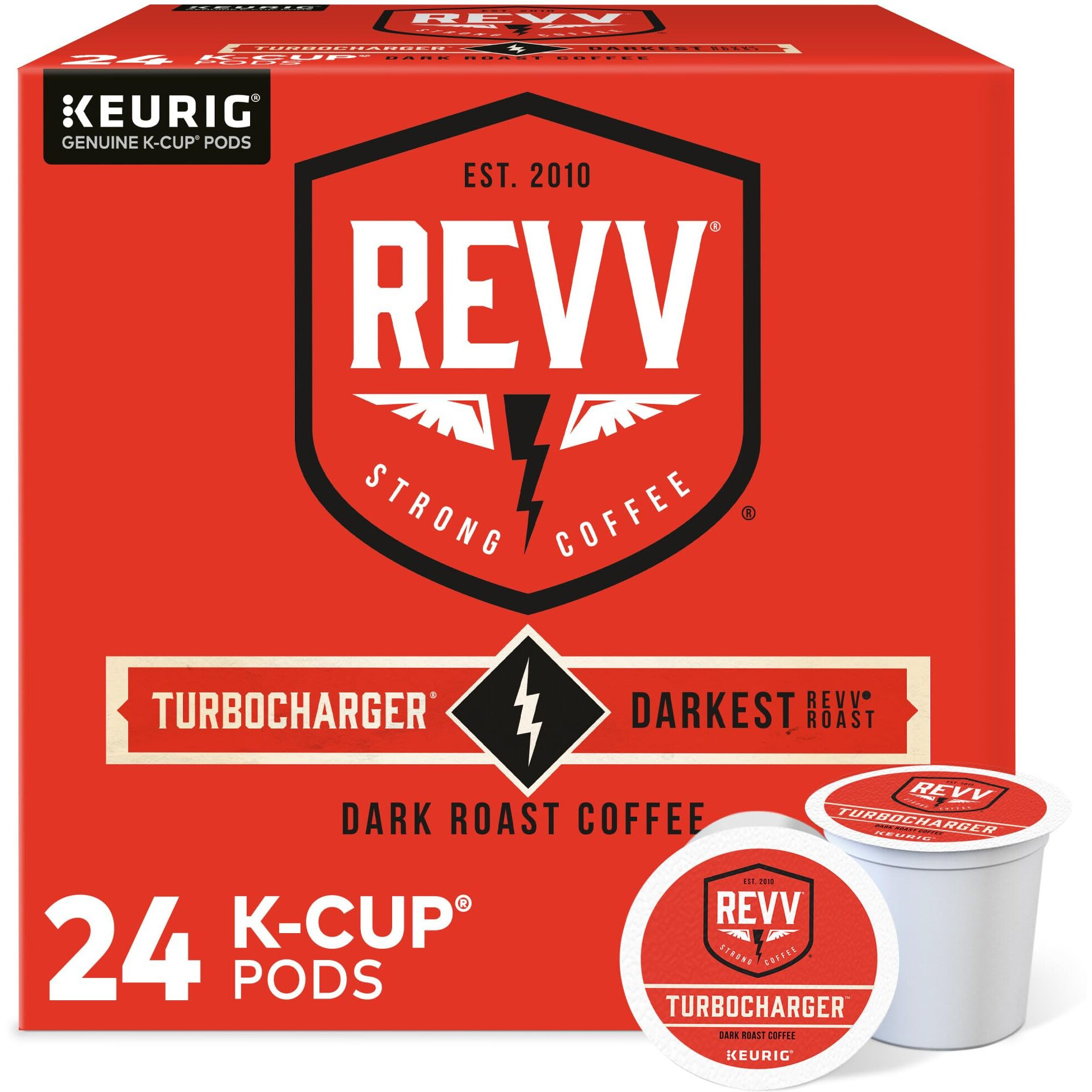 Revv Turbocharger Keurig Single-Serve K-Cup Pods, Dark Roast Coffee, 96 Count