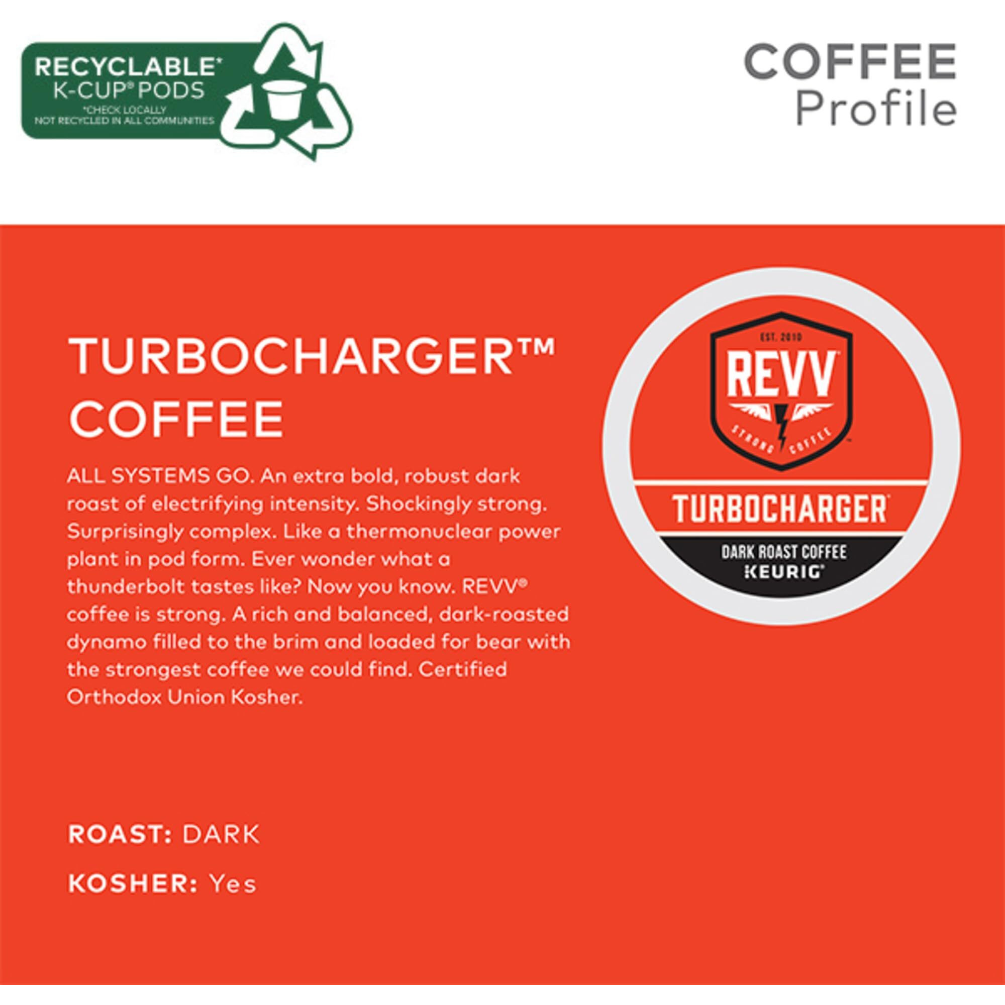 Revv Turbocharger Keurig Single-Serve K-Cup Pods, Dark Roast Coffee, 96 Count
