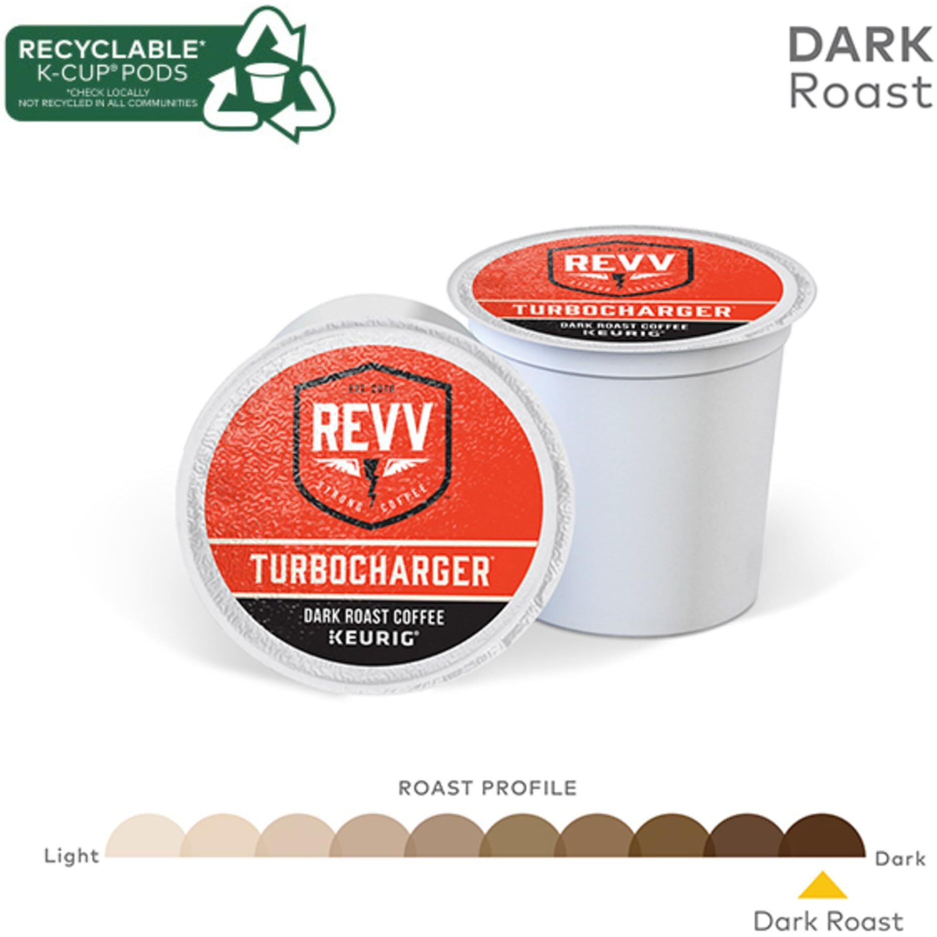 Revv Turbocharger Keurig Single-Serve K-Cup Pods, Dark Roast Coffee, 96 Count