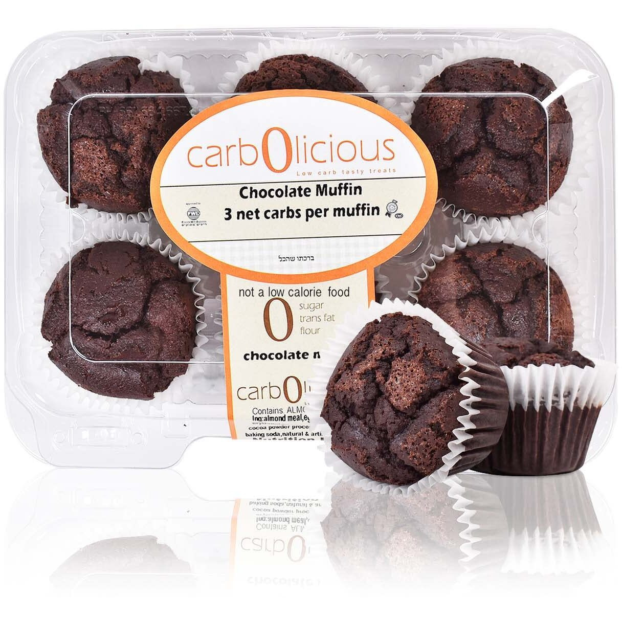 Low Carb Chocolate Muffins [6-Pack] By Carb-O-Licious- Delicious Keto Muffins With Only 3 Net Carbs Each- Sugar Free Healthy Snack With Almond Flour- Best Tasting Low-Carb Diet Treat Ever