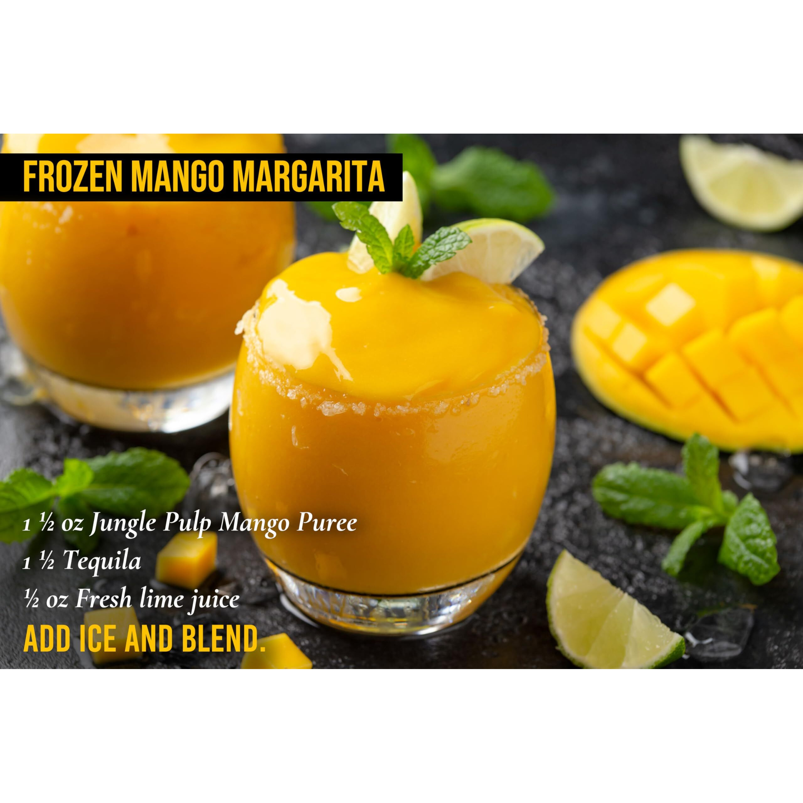 Jungle Pulp Mango Puree Costa Rica Blend, For Cocktails, Baking And Desserts -Never Canned - Mix Or Pour Into Smoothies, Daiquiri, Margaritas, Ice Tea And Cakes- 1 Liter