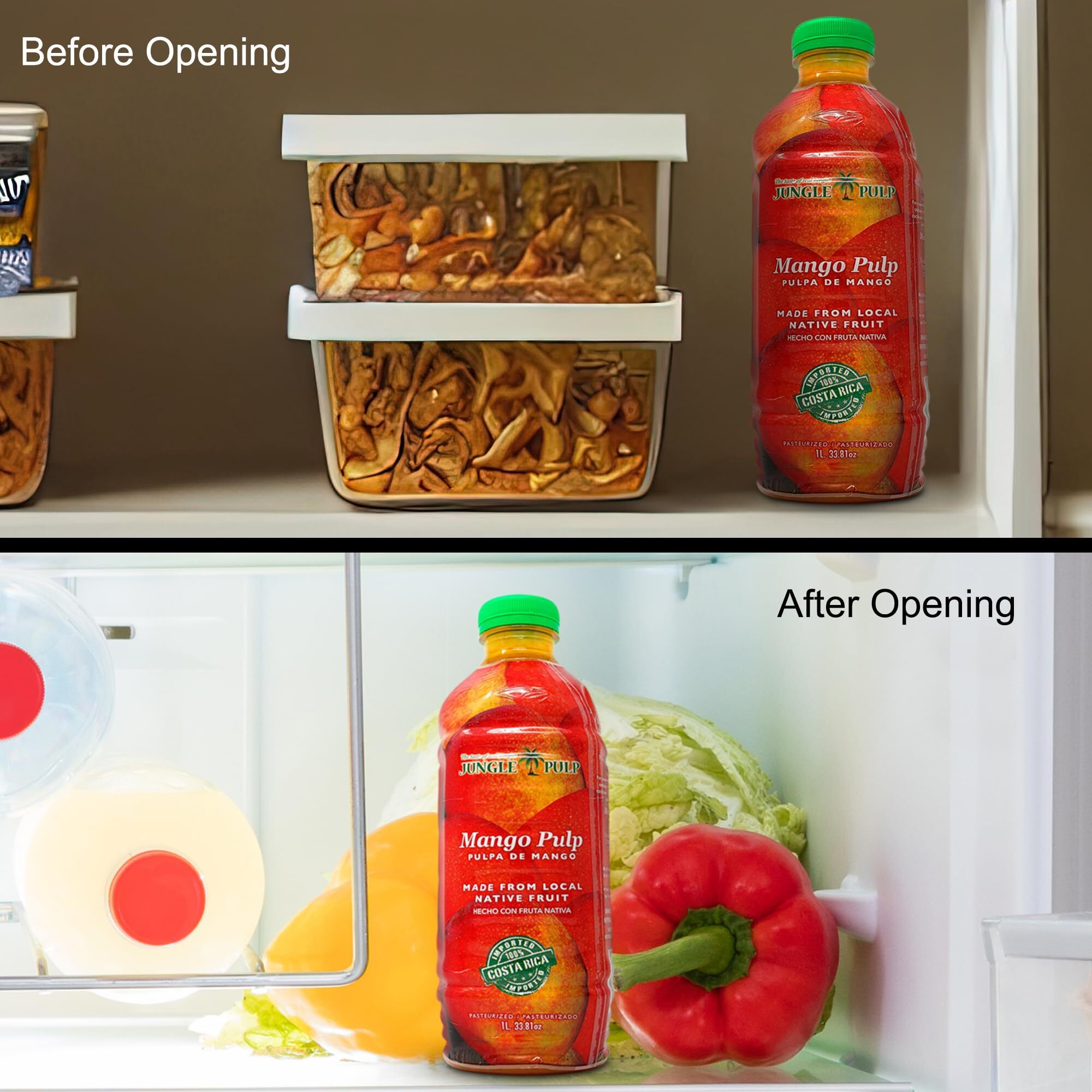 Jungle Pulp Mango Puree Costa Rica Blend, For Cocktails, Baking And Desserts -Never Canned - Mix Or Pour Into Smoothies, Daiquiri, Margaritas, Ice Tea And Cakes- 1 Liter