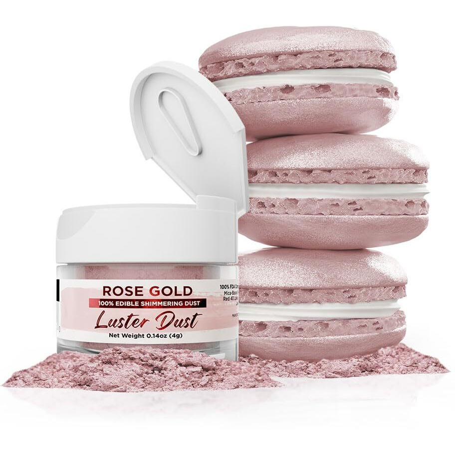 Luster Dust - Rose Gold (4G 1X Pump) | Edible Vegan Dust & Paint For Cake Decorating, Ice Cream, Desserts, Cocktails And Beverages By Bakell