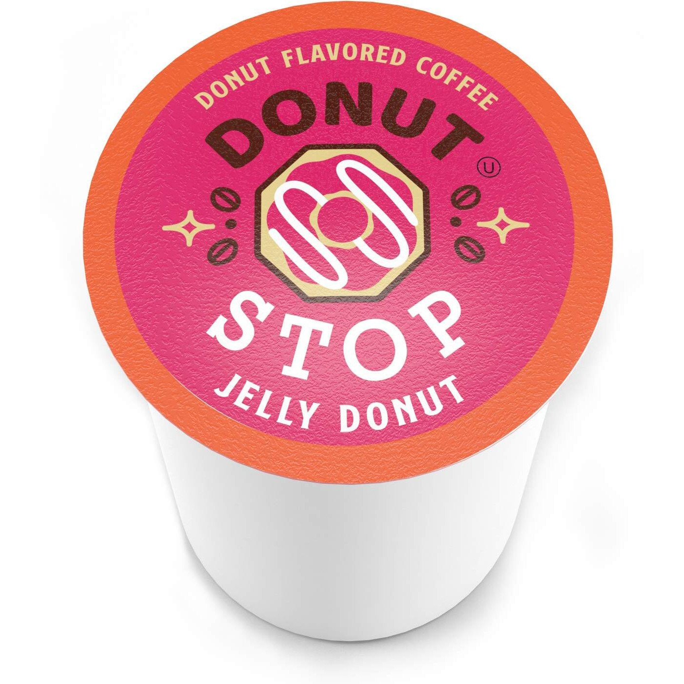 Donut Stop Flavored Coffee Pods, Compatible With 2.0 K-Cup Brewers, Jelly Donut Flavor, 40 Count