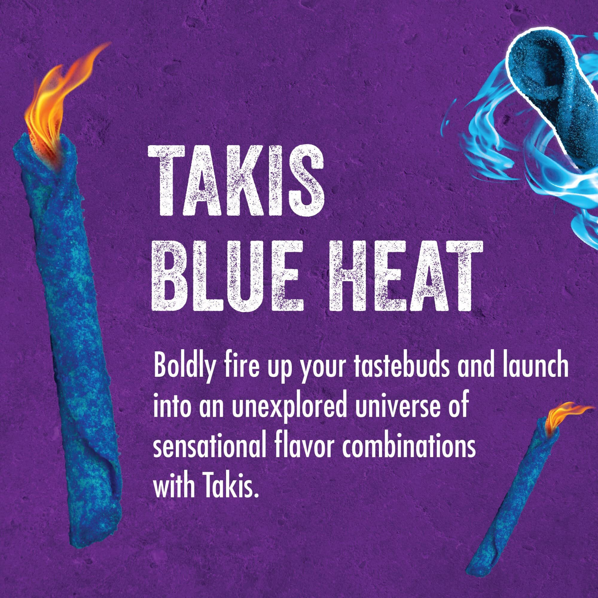 Takis Blue Heat Rolled Spicy Tortilla Chips, Hot Chili Pepper Flavored, Multipack With 6 Individual Bags, 4 Ounces Each