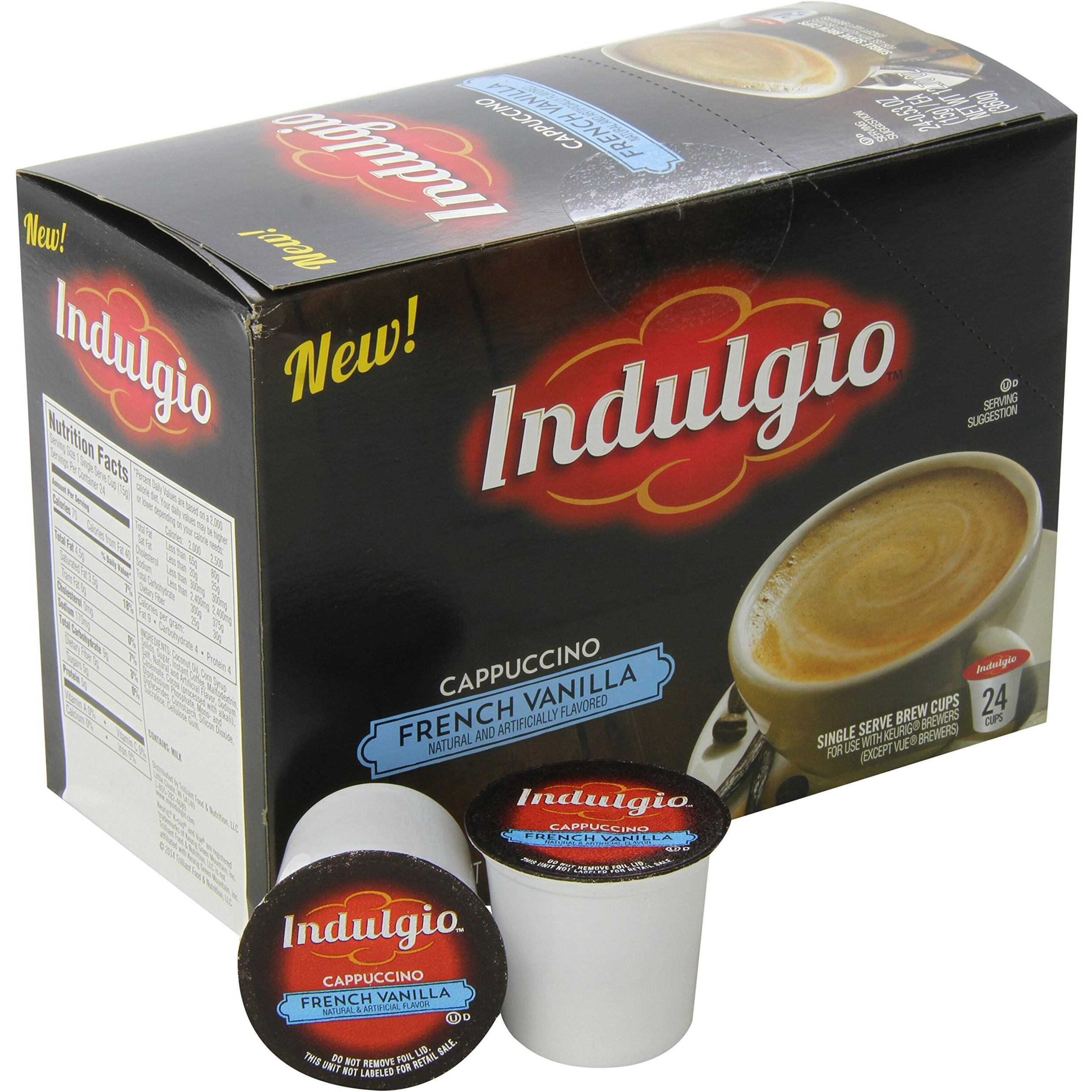 Indulgio French Vanilla Cappuccino Single Serve For Keurig K-Cup Brewers, 24 Count (Compatible With 2.0 Keurig Brewers)