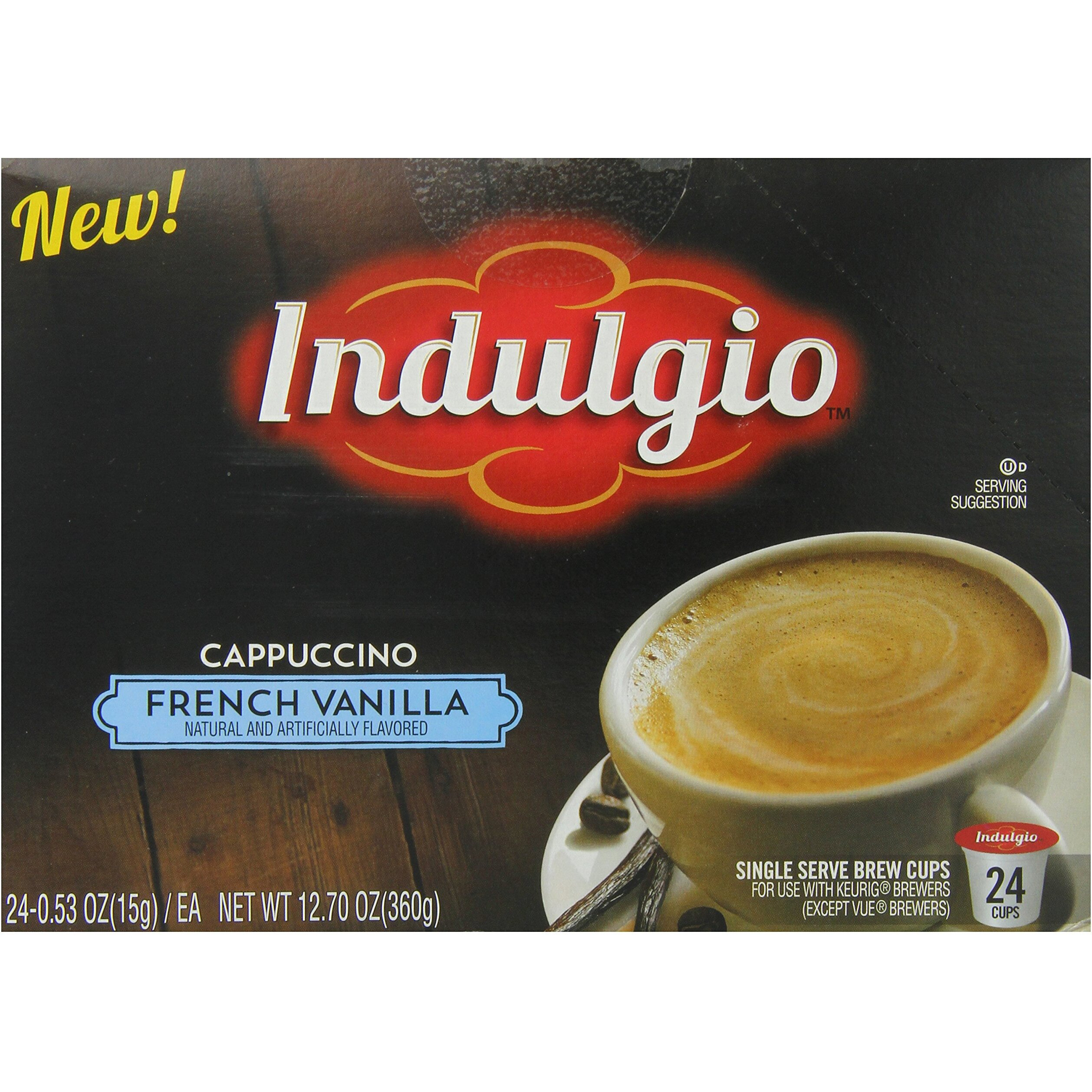 Indulgio French Vanilla Cappuccino Single Serve For Keurig K-Cup Brewers, 24 Count (Compatible With 2.0 Keurig Brewers)