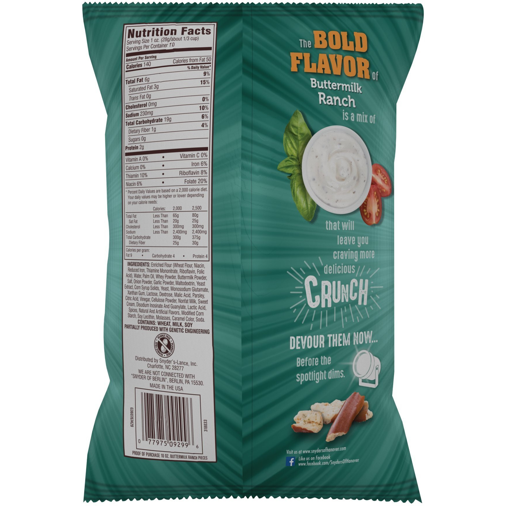 Snyder's Of Hanover Pretzel Pieces, Buttermilk Ranch, 10 Ounce