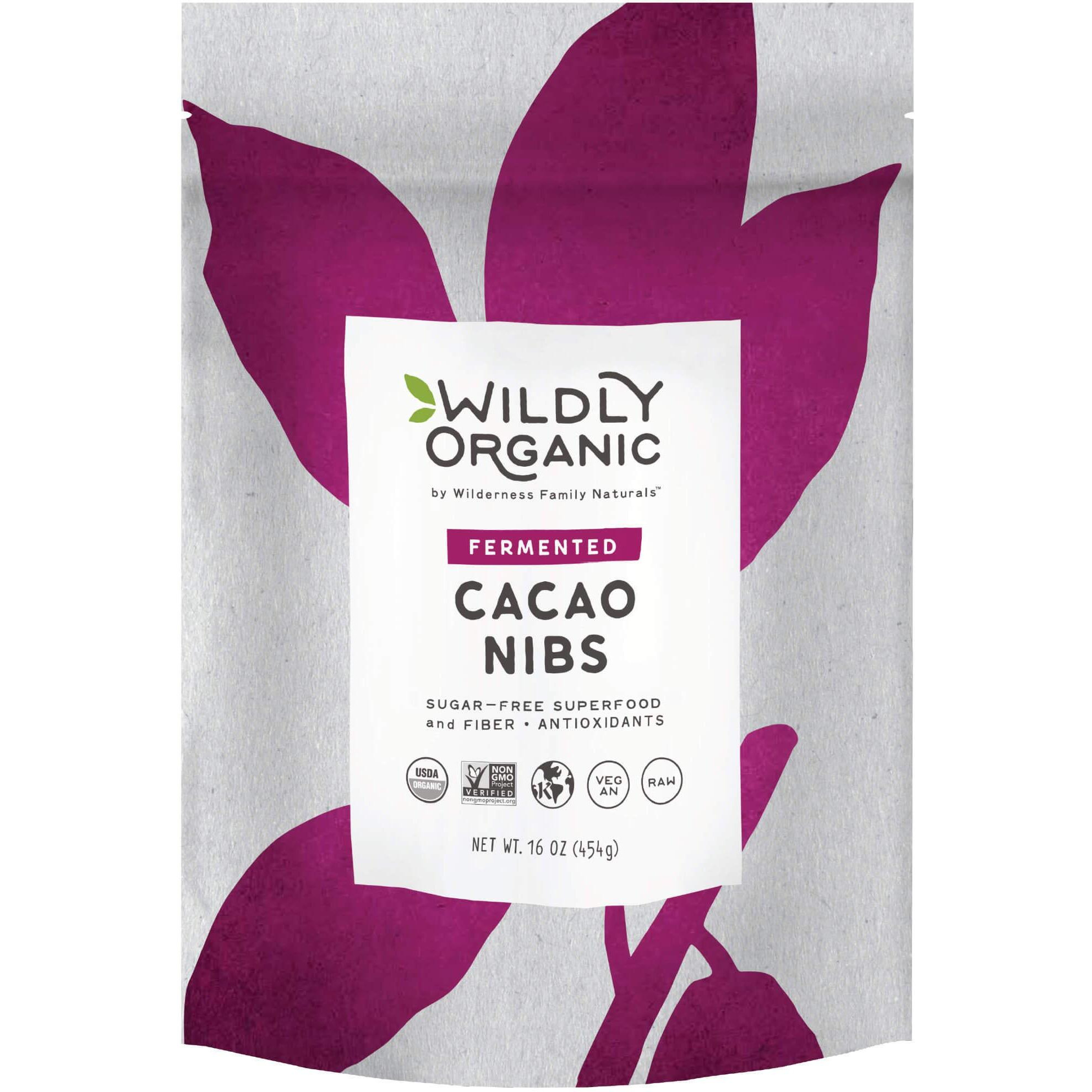 Wildly Organic Fermented Cacao Nibs 16 Oz, 1 Lb Bag - Organic, Non-Alkalized, Minimally Processed, Raw, Non-Gmo, Kosher, Vegan, Premium Rich Chocolate Flavor | Perfect In Smoothies, Yogurt, Oatmeal, Granola, Baking, Fruits, & Ice Cream