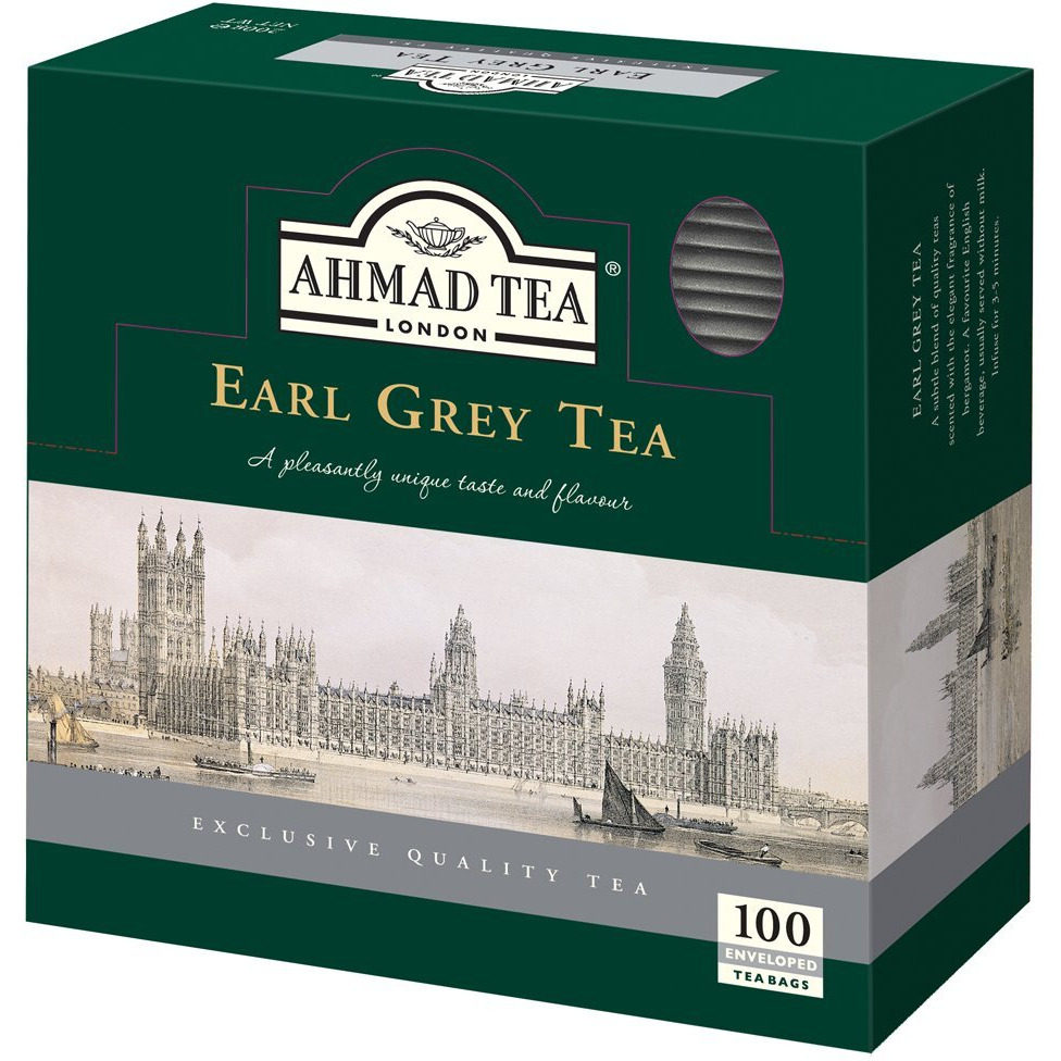 Ahmad Tea Black Tea, Earl Grey Teabags, 100 Ct (Pack Of 12) - Caffeinated And Sugar-Free