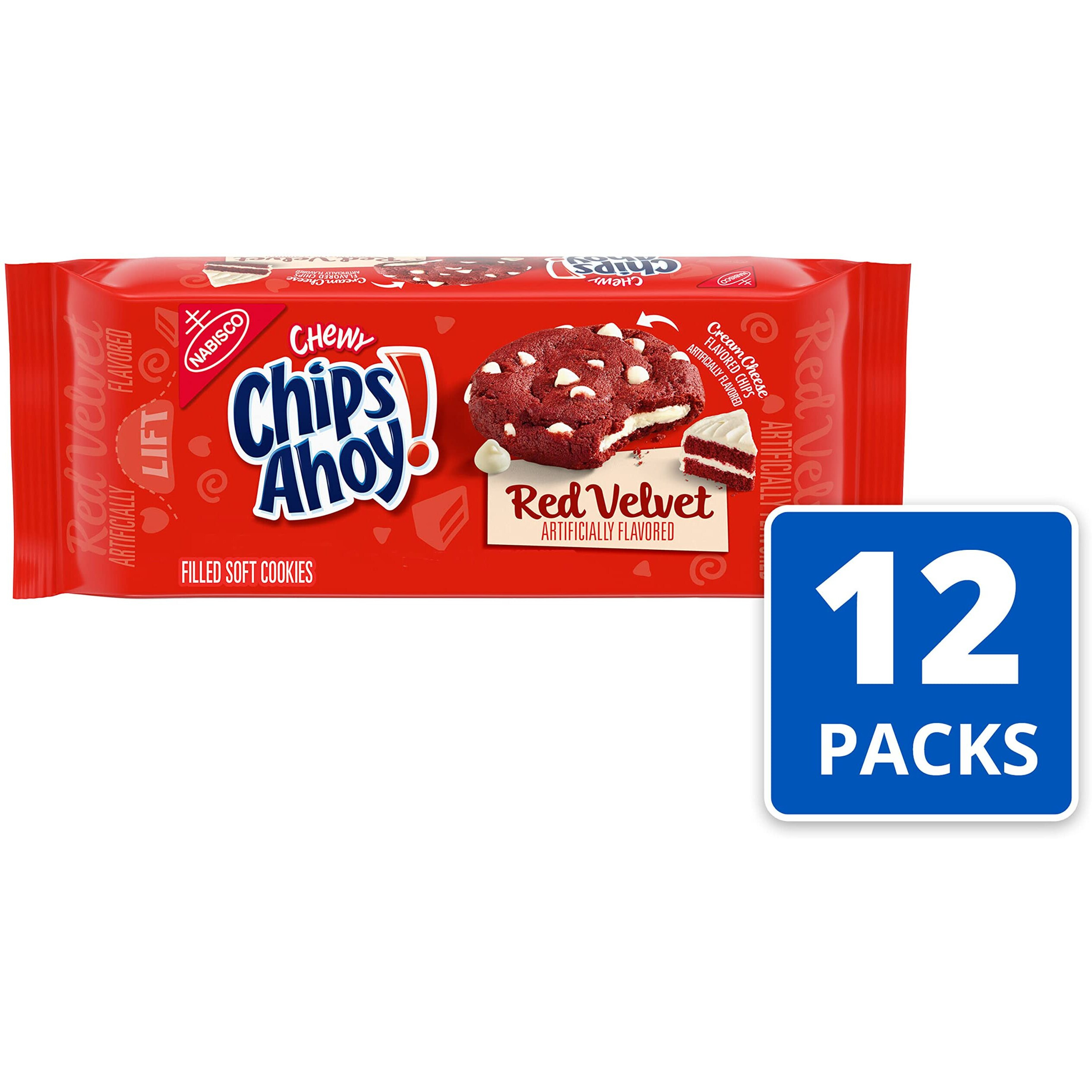 Chips Ahoy Chewy Red Velvet Cookies, 12 - 9.6 Oz Packs