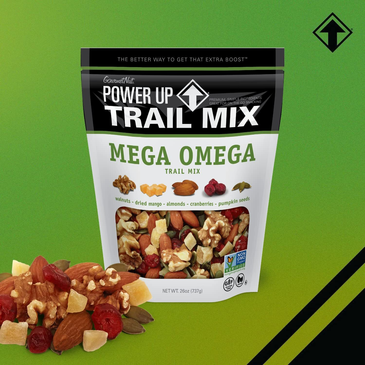 Gourmetnut Power Up Trail Mix, Mega Omega Trail Mix 26 Oz