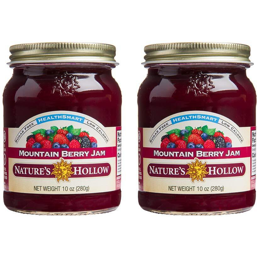 Nature's Hollow Mountain Berry Jam Sugar Free Jam And Preserves, Low Cal, Non Gmo, Keto Jam, Vegan, Gluten Free, And Diabetic Friendly - Sugar Free Jelly - 10Oz Pack Of 2