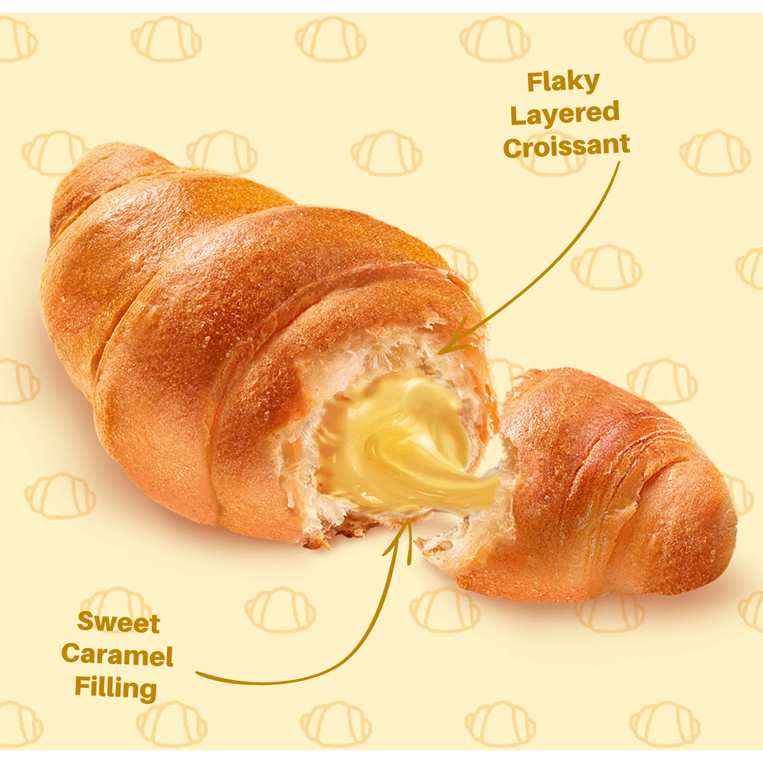 7Days Soft Croissant, Caramel - Dulce De Leche, Breakfast Pastry, Individually Wrapped On The Go Snack, Non-Gmo (Pack Of 6)